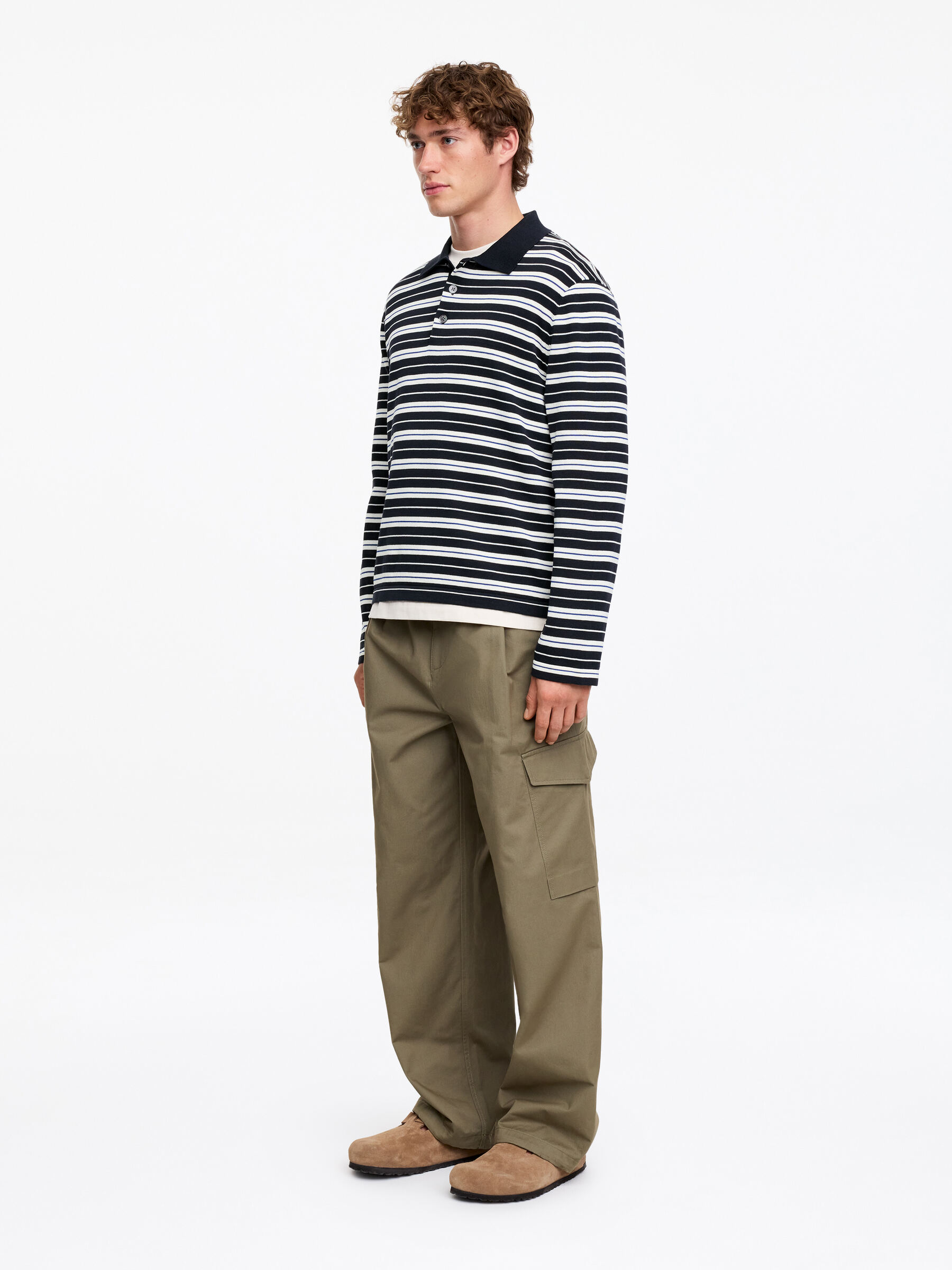 Cotton Polo Shirt - Dark Blue/Striped - Relaxed fit - Men - StillMedia/Lookbook - 4