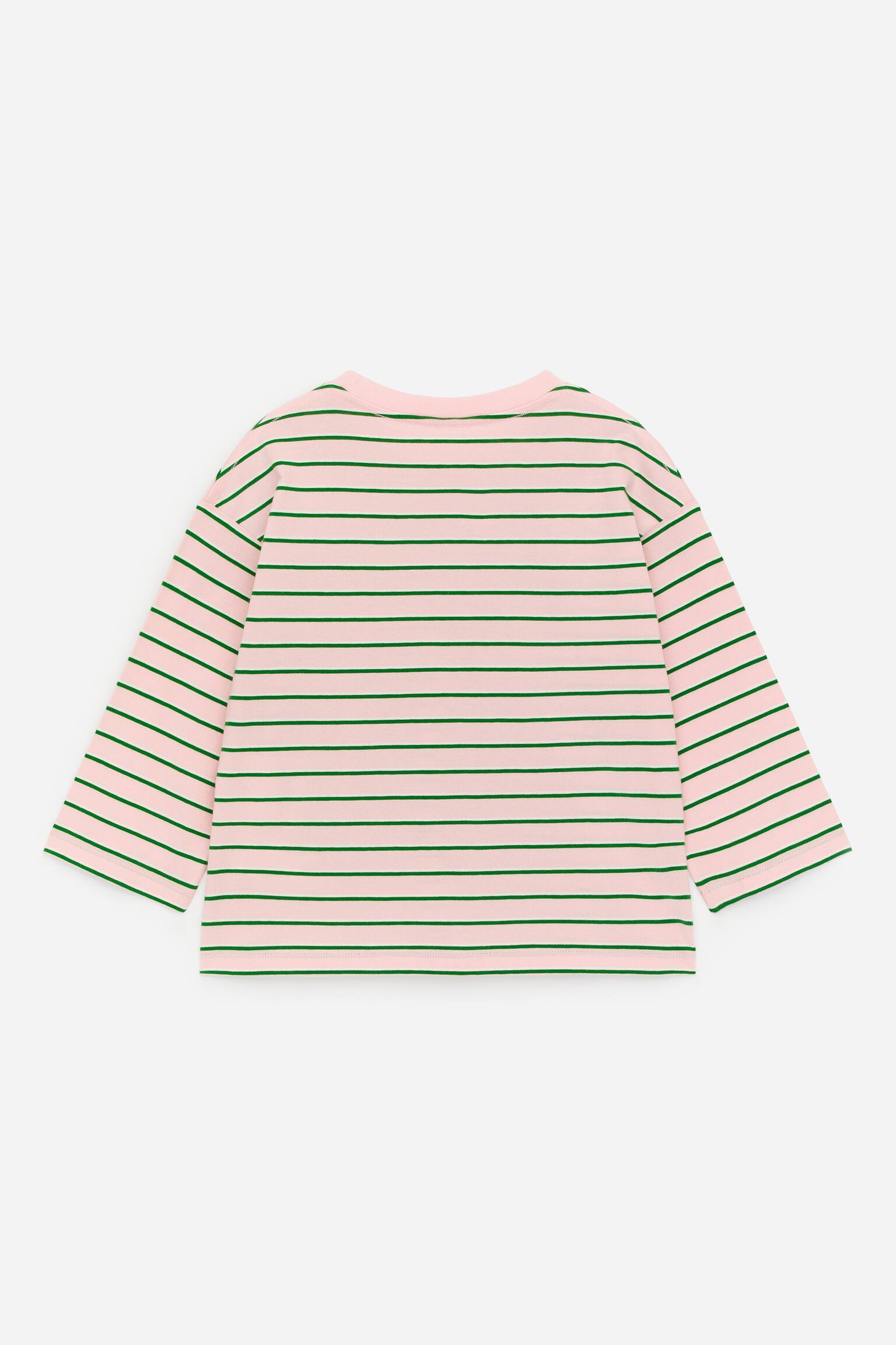 Тениска с дълъг ръкав - Розово/Зелено/Бяло/Лилаво/Оранжево/Бял/Многоцветни райета - 3