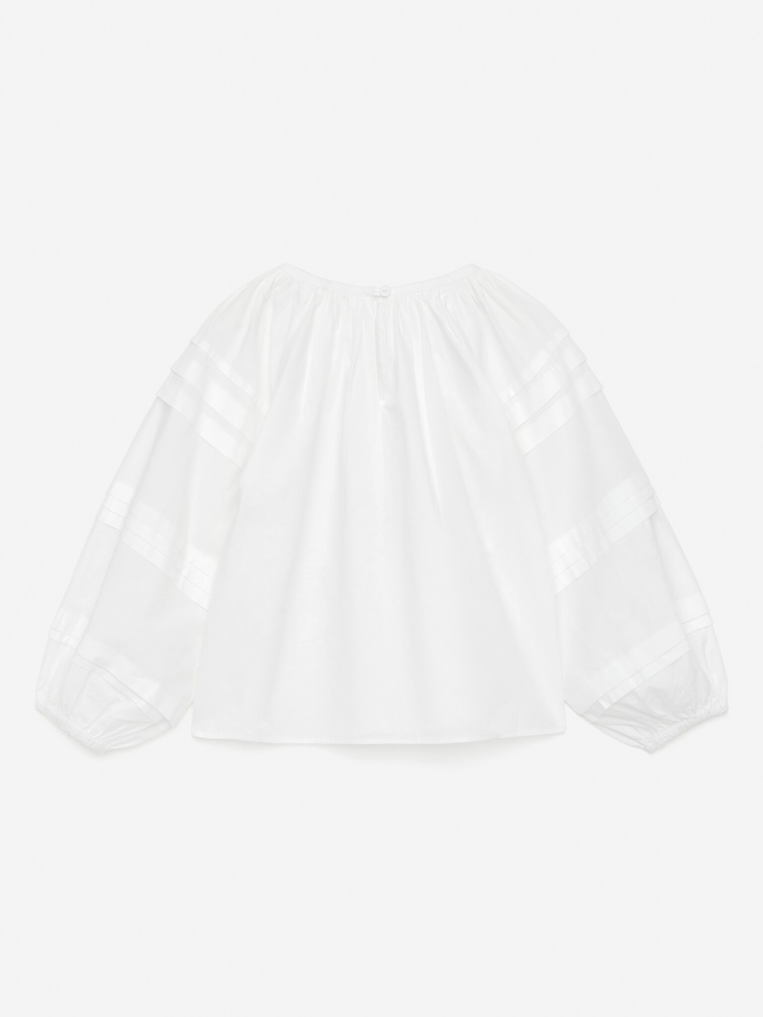 Tuck-Detailed Poplin Blouse - White - 3