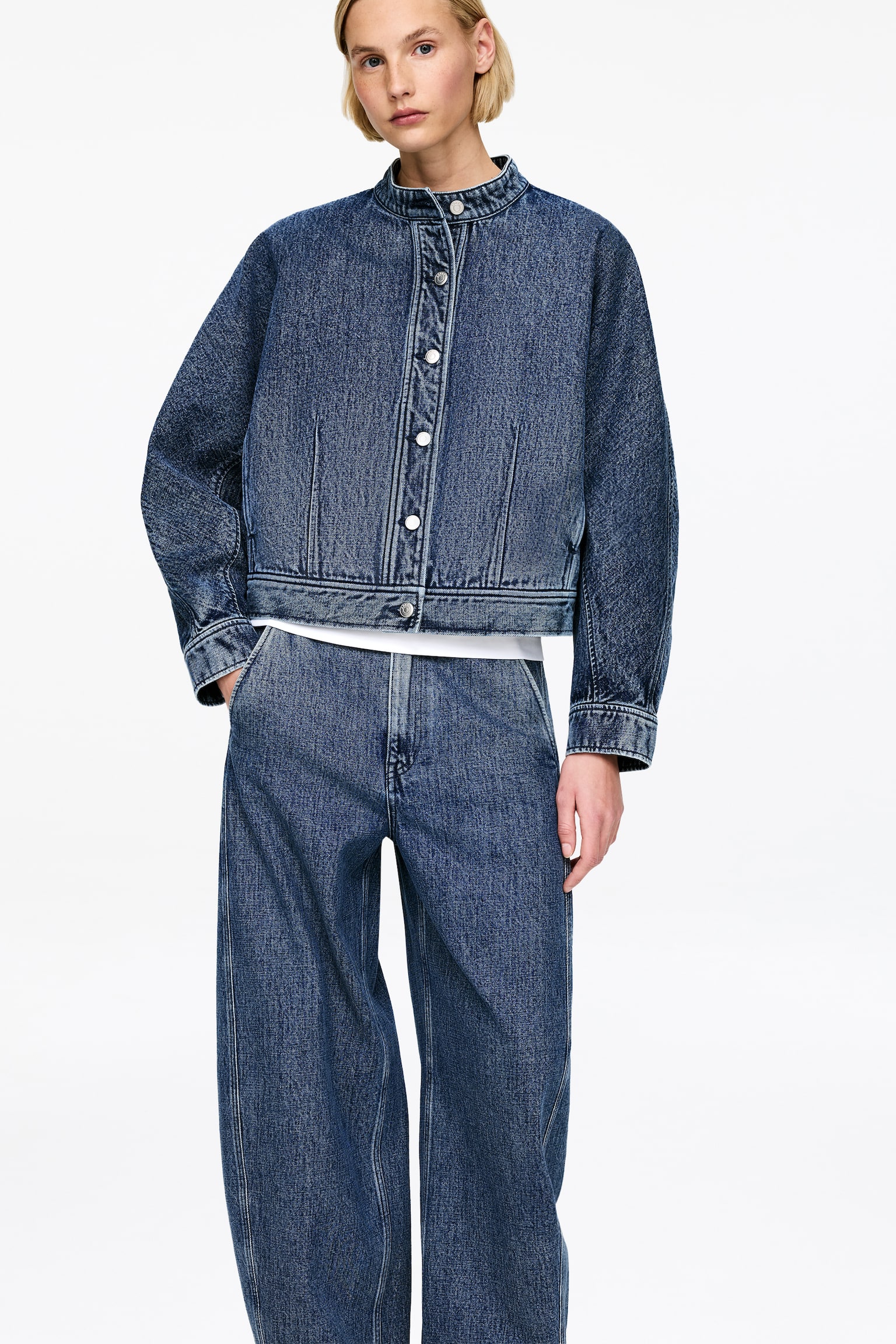 Overshirt in denim - Blu - 4