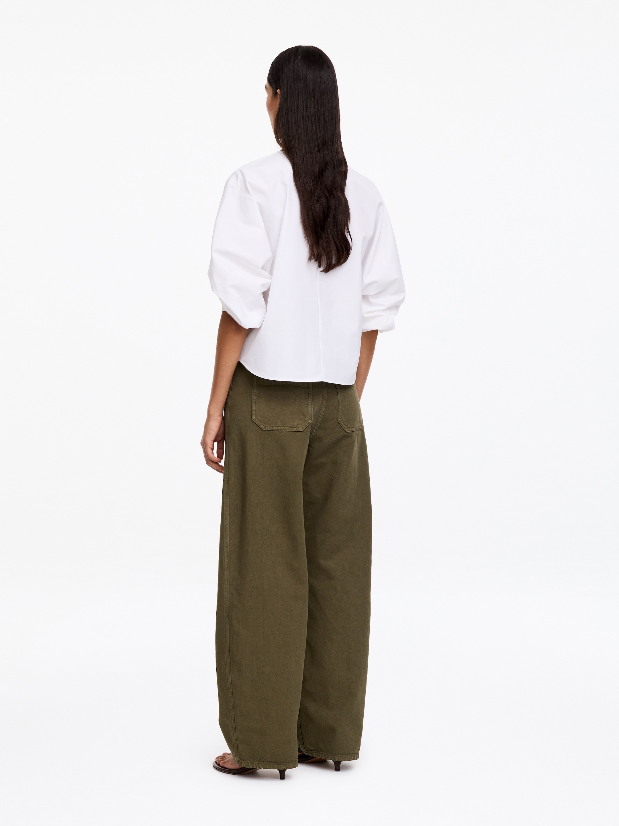 Cotton Canvas Utility Trousers - Khaki green - Relaxed fit - Women - StillMedia/Lookbook - 2