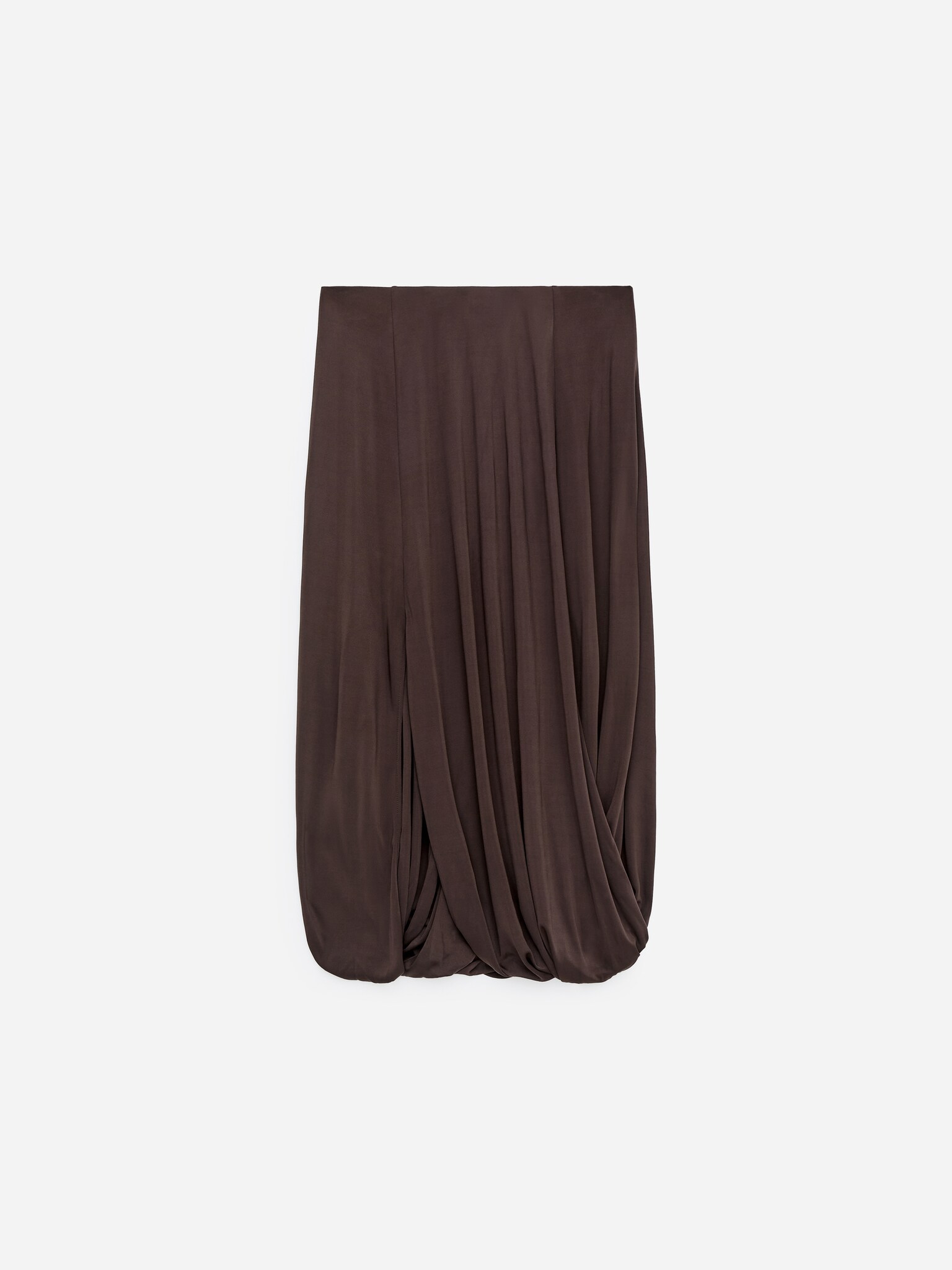 Draped Viscose Skirt - Mörkbrun