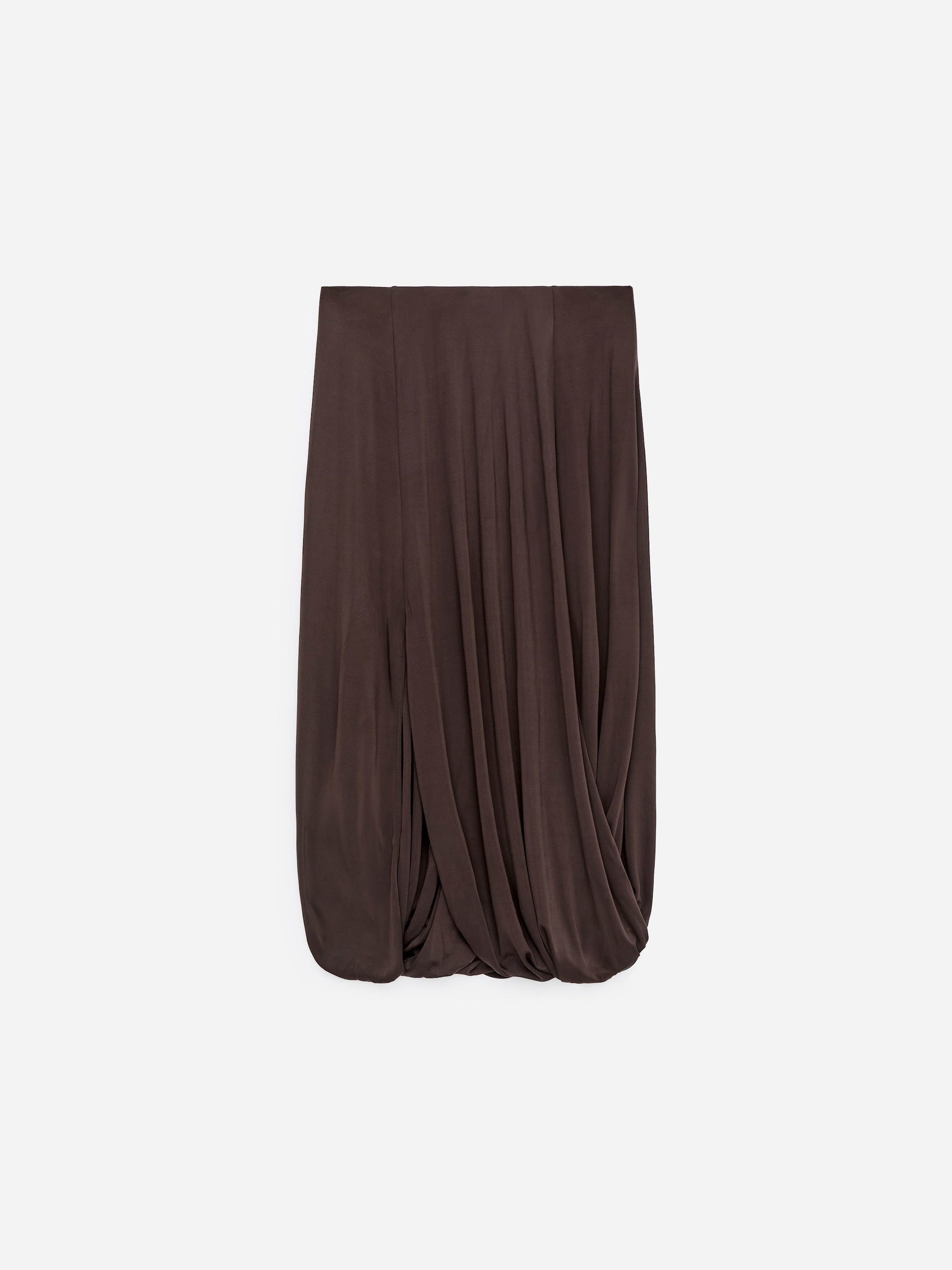 Visa större bild: Draped Viscose Skirt - Mörkbrun - DAM | H&M FI 1