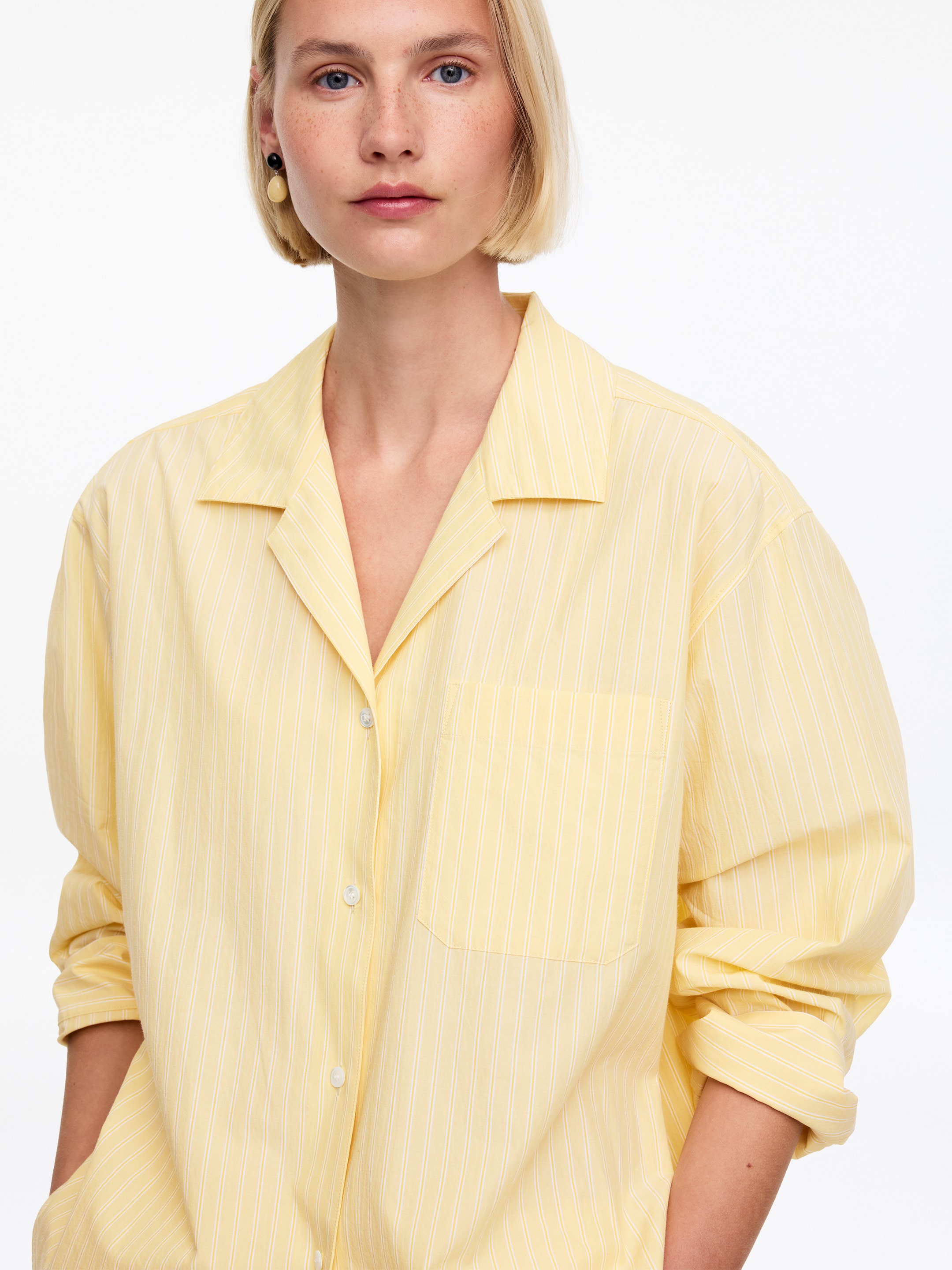 Camisa de popelina con cuello cubano - Amarillo - Corte holgado - Women - StillMedia/Lookbook - 4