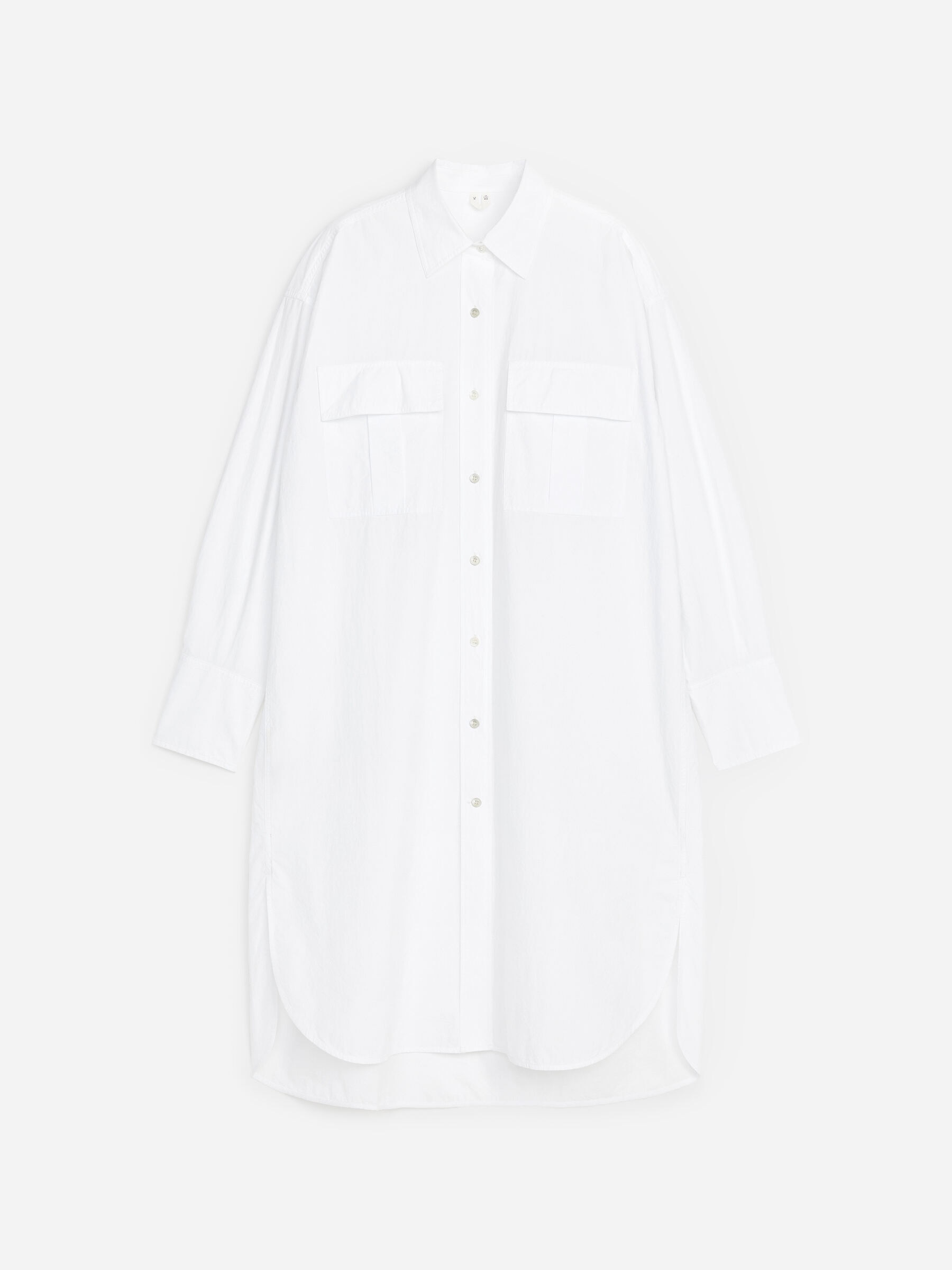 Cotton Shirt Dress-#FFFFFF-19620