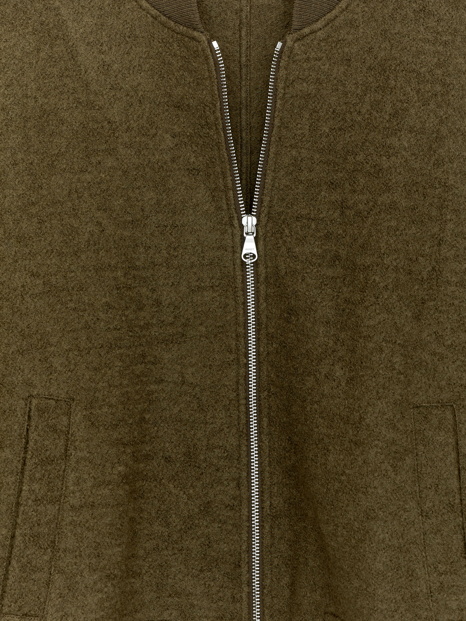 Boiled Wool Jacket - Dark Khaki Green - Regular fit - Women - StillMedia/DescriptiveDetail - 1