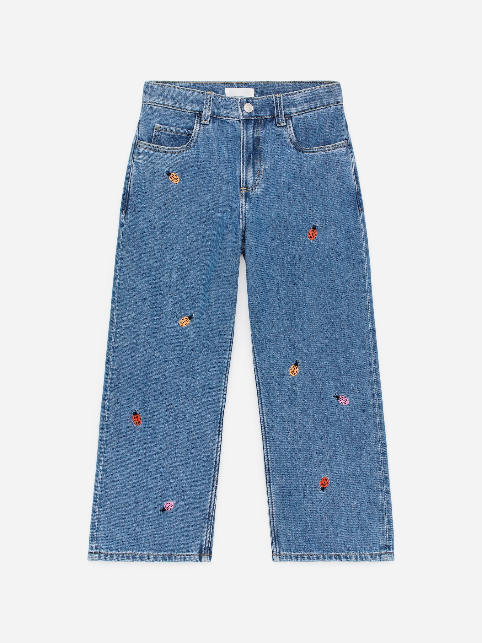 Bestickte Jeans - Blau/Marienkäfer/Schwarz