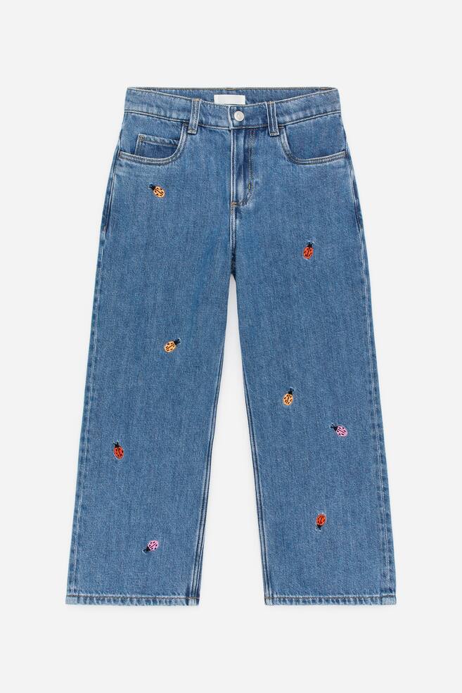 Geborduurde denimshort - Blauw/lieveheersbeestjes/Blauw/sinaasappels/Zwart/Lilac - 1
