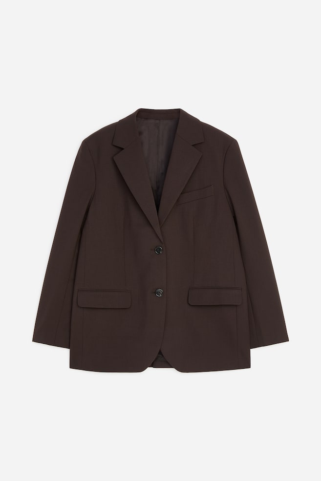 Lockerer Blazer aus Wollmischung - Dunkelbraun/Schwarz - 1