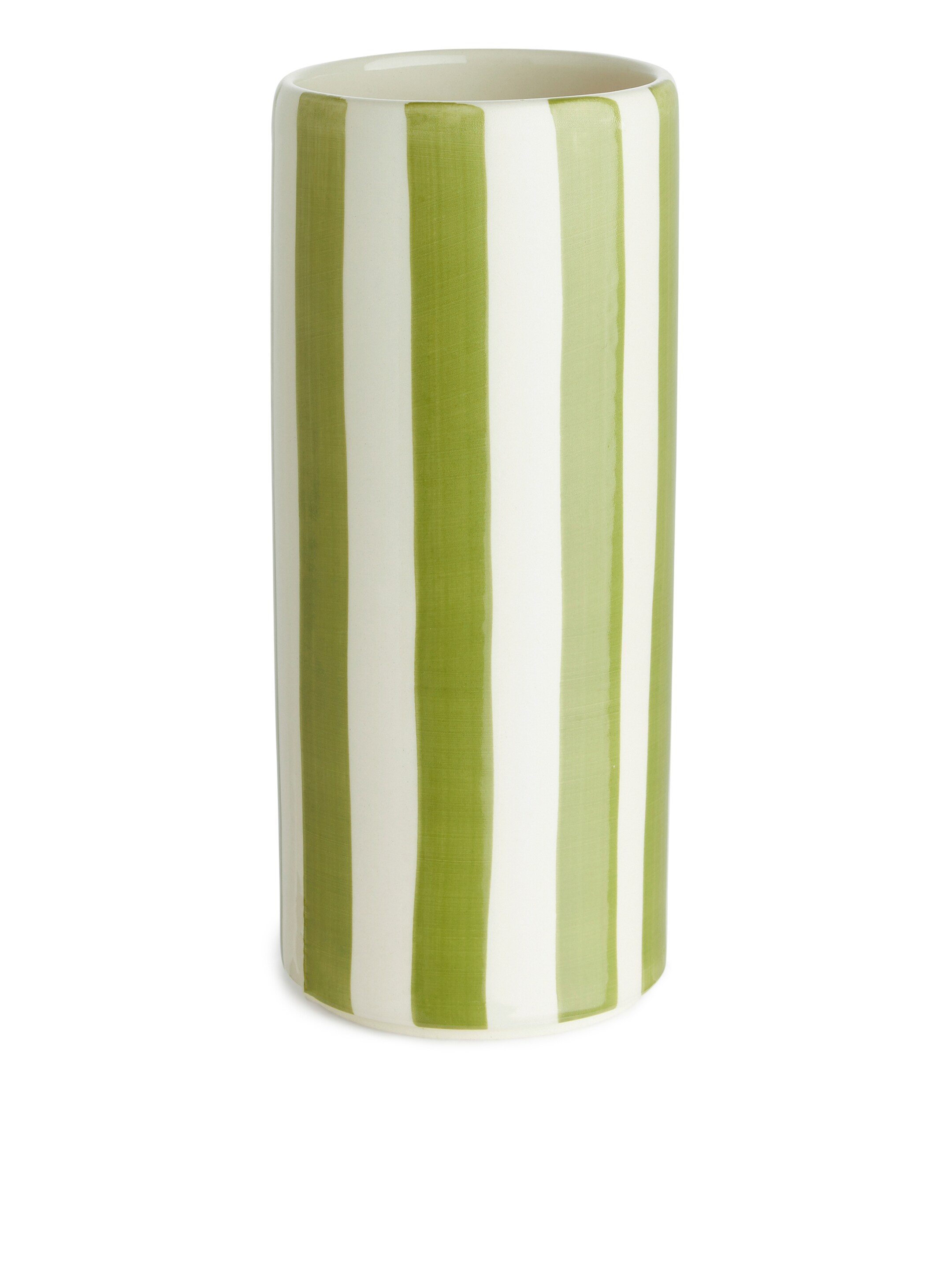 Größeres Bild ansehen: Vase aus Steingut, 23 cm - Grün/Cremeweiß - Home All | H&M DE 1