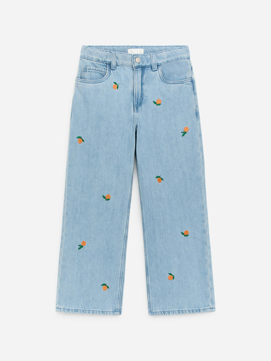 ARKET Girls  Embroidered Denim Trousers Blue,  size 110