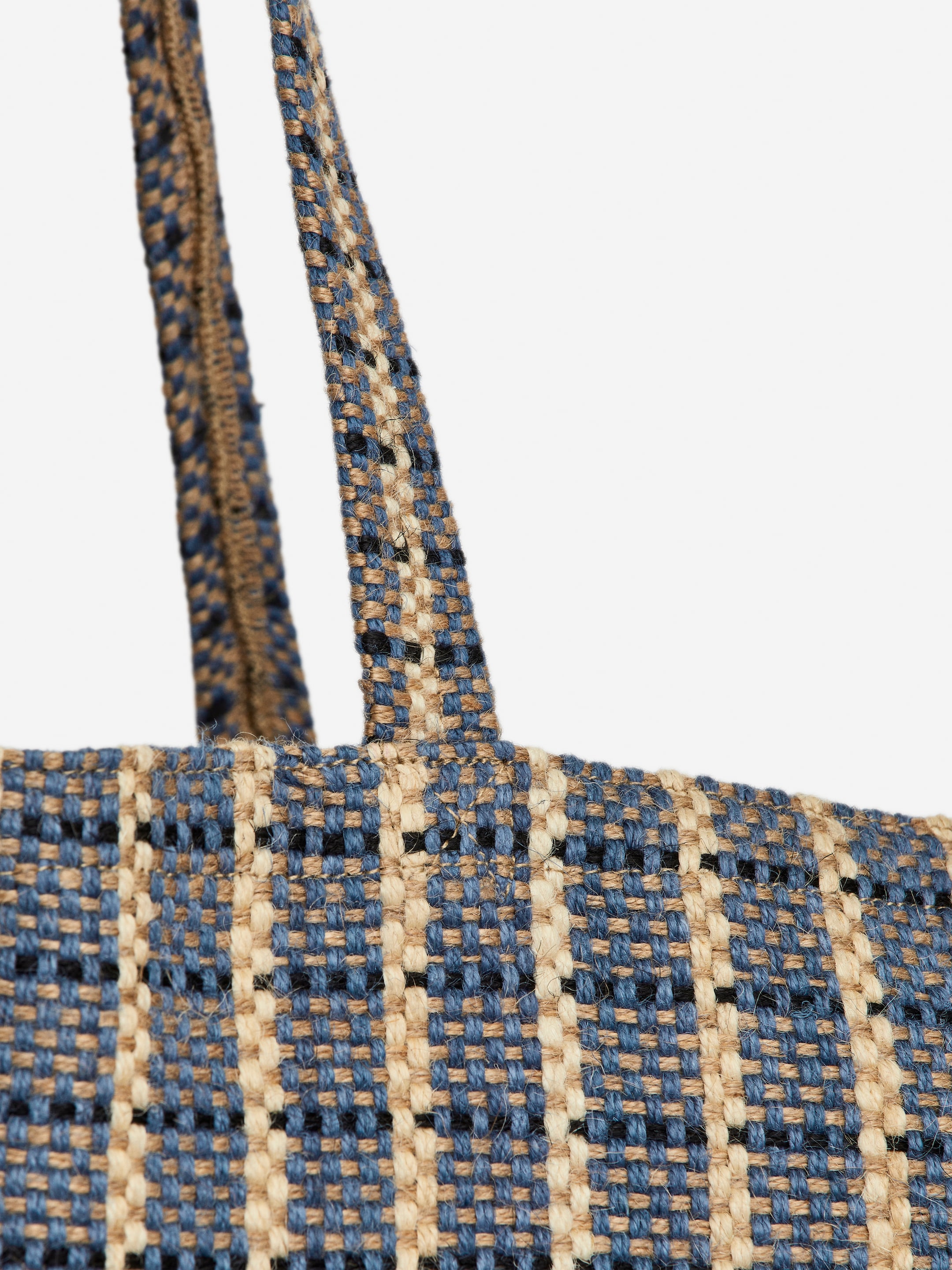 Visa större bild: Väska i jute - Blå/rutig - Home All | H&M SE 4