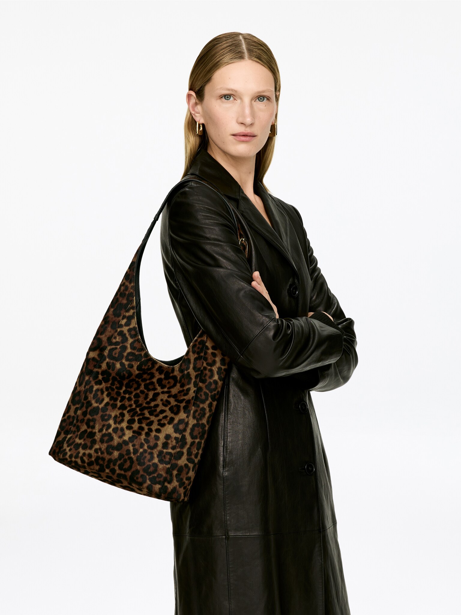 Sac cabas en daim effet crin - Marron/Noir - 6
