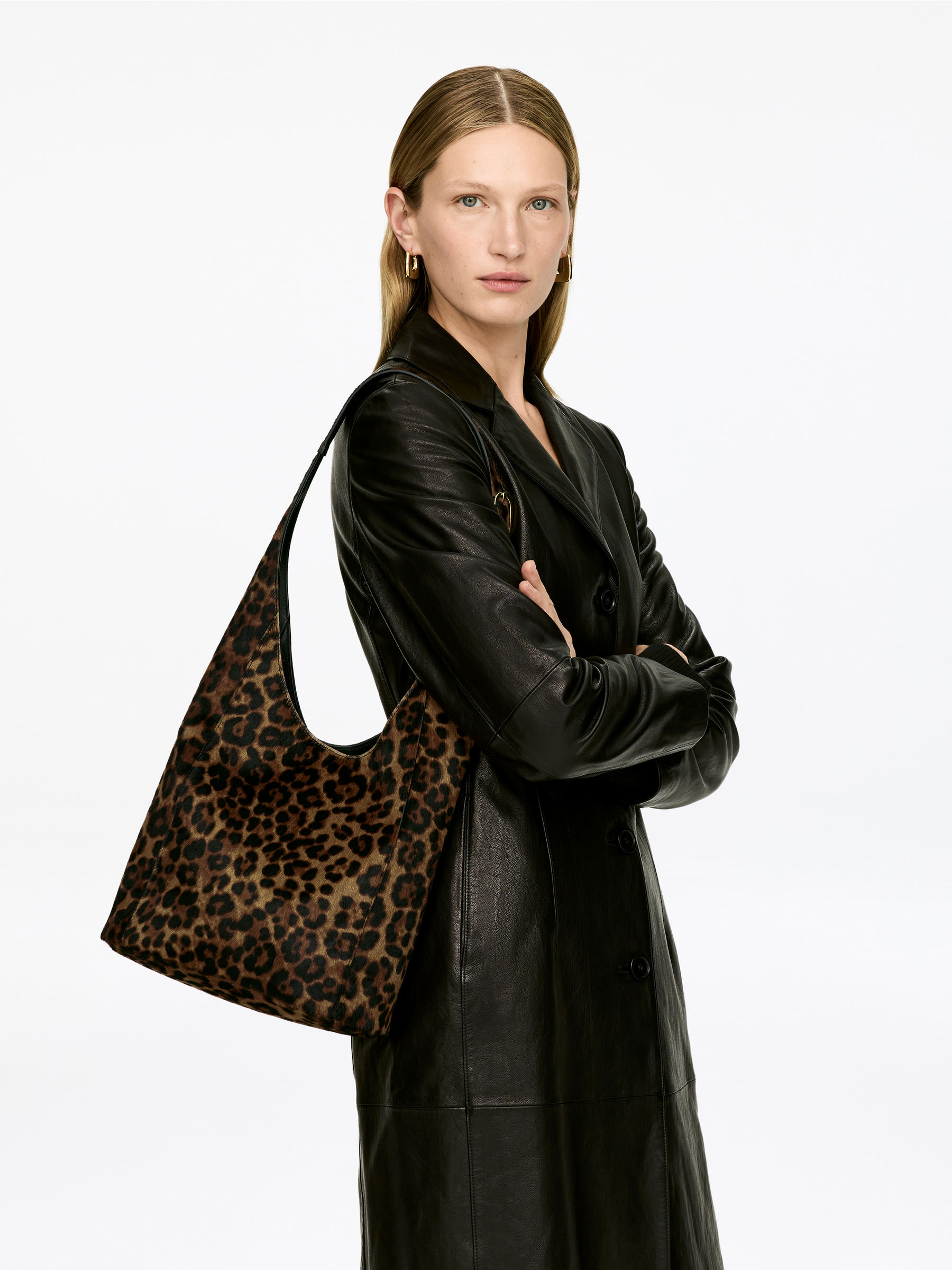 Sac cabas en cuir effet crin - Marron/Noir - Femme - StillMedia/Lookbook - 10