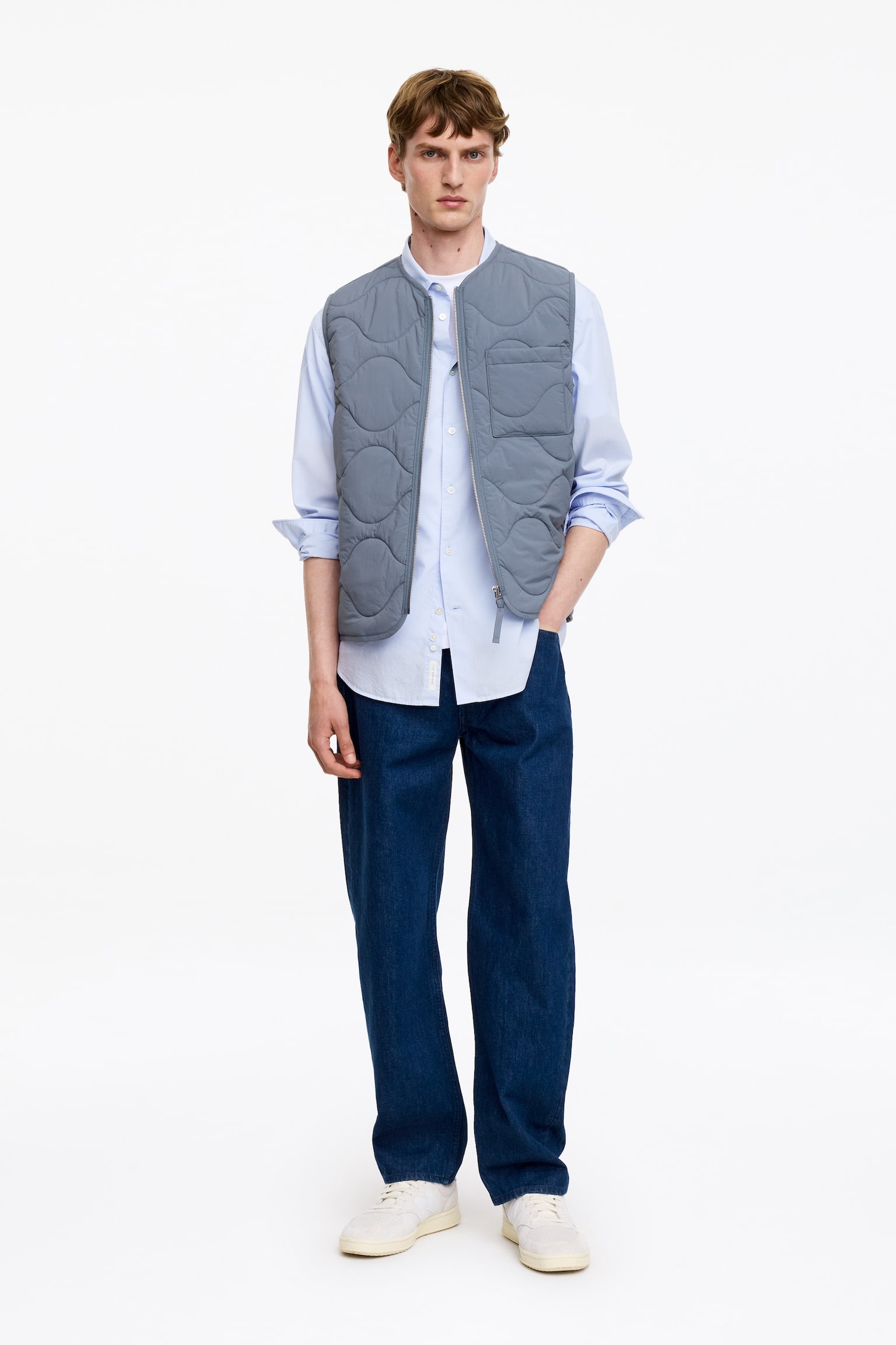 Veste matelassée sans manches 2-en-1 - Gris bleuté/Vert kaki/Noir/Gris clair - 1