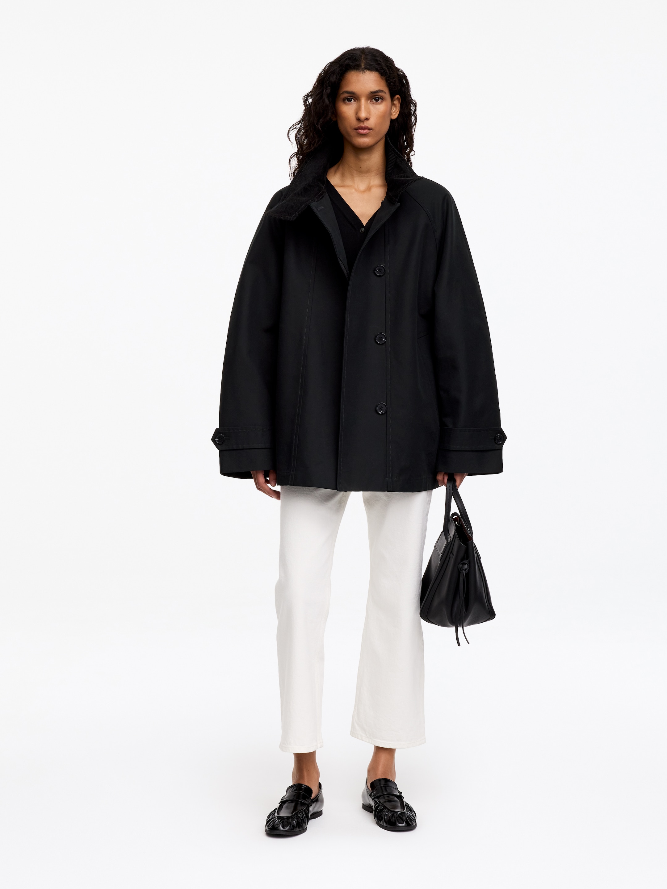 Corduroy-Collar Jacket-Black-17881