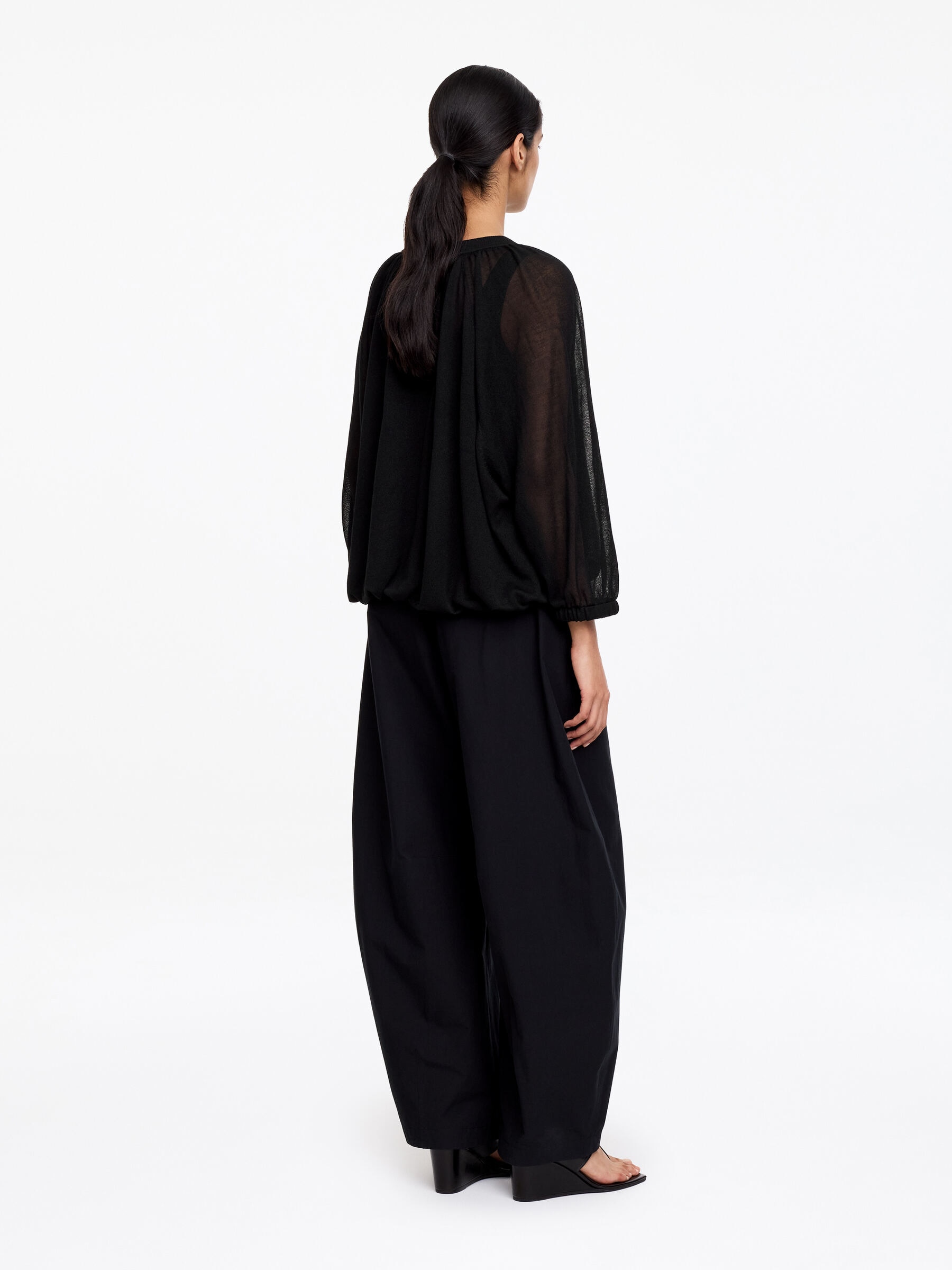 Sheer Knit Top - Black - Loose fit - Women - StillMedia/Lookbook - 2