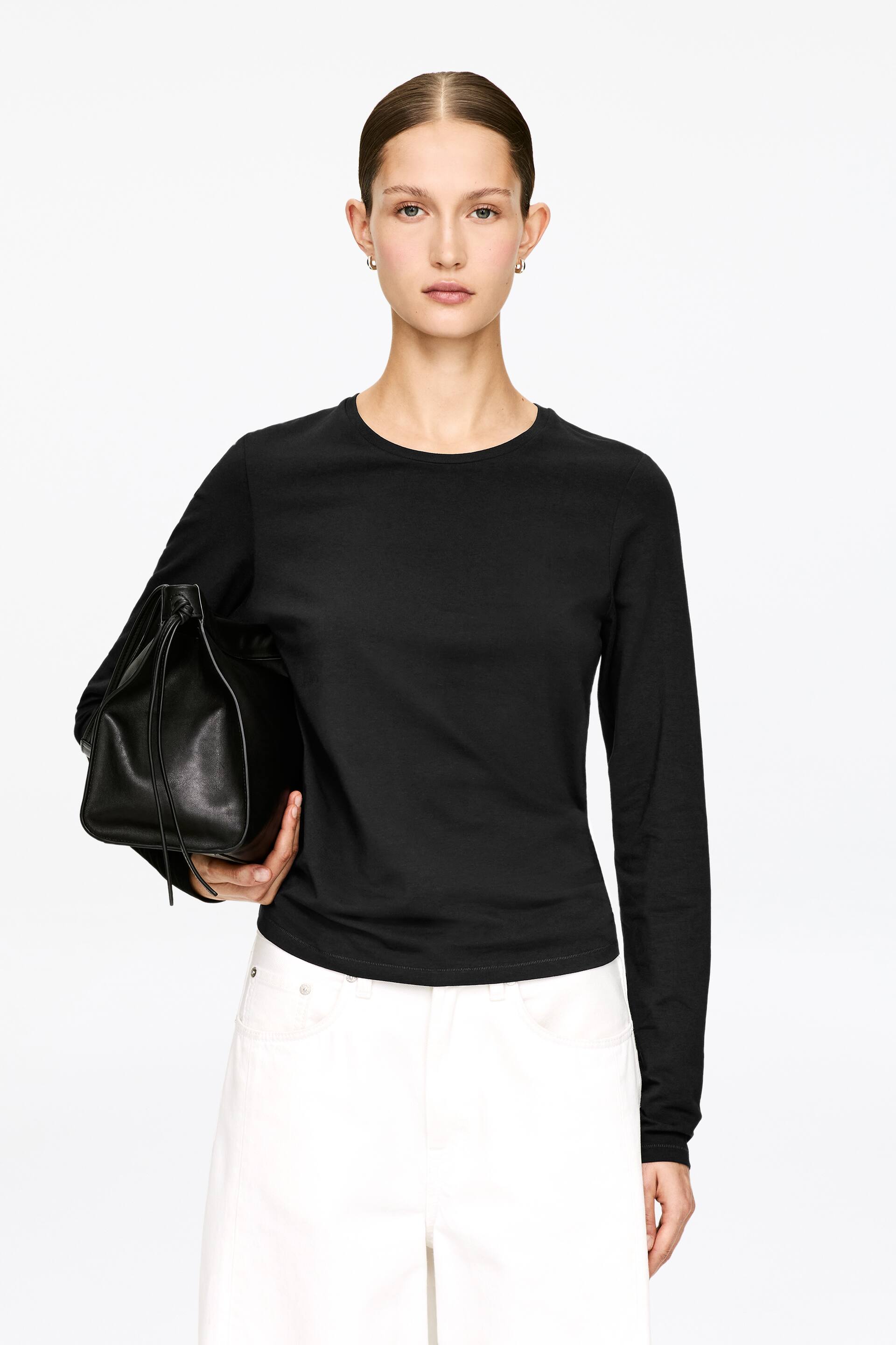 Ver imagen más grande: Camiseta de manga larga en algodón elástico - Negro - MUJER | H&M ES 1