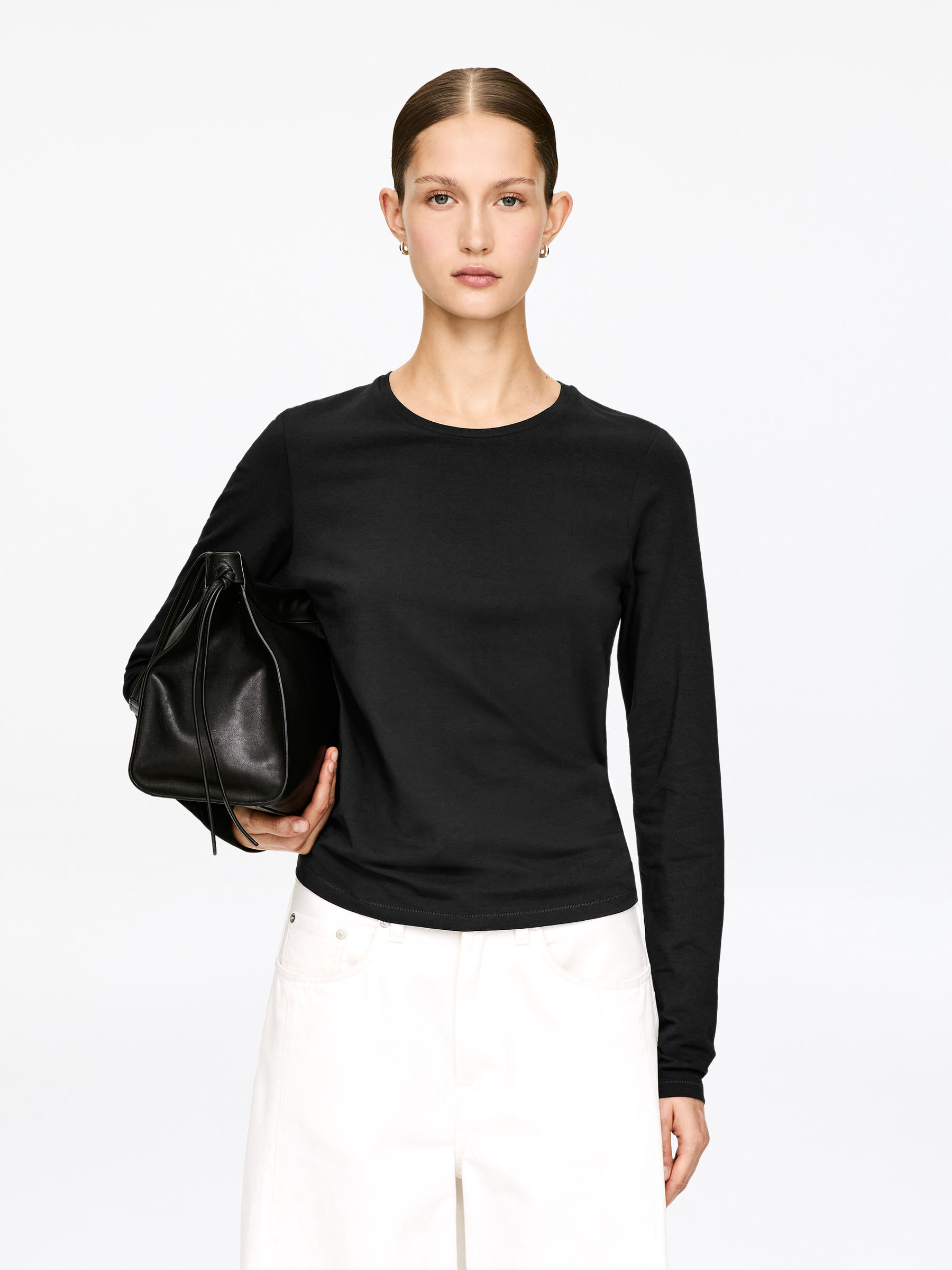 Cotton Stretch Long-Sleeve T-Shirt-#272627-17650