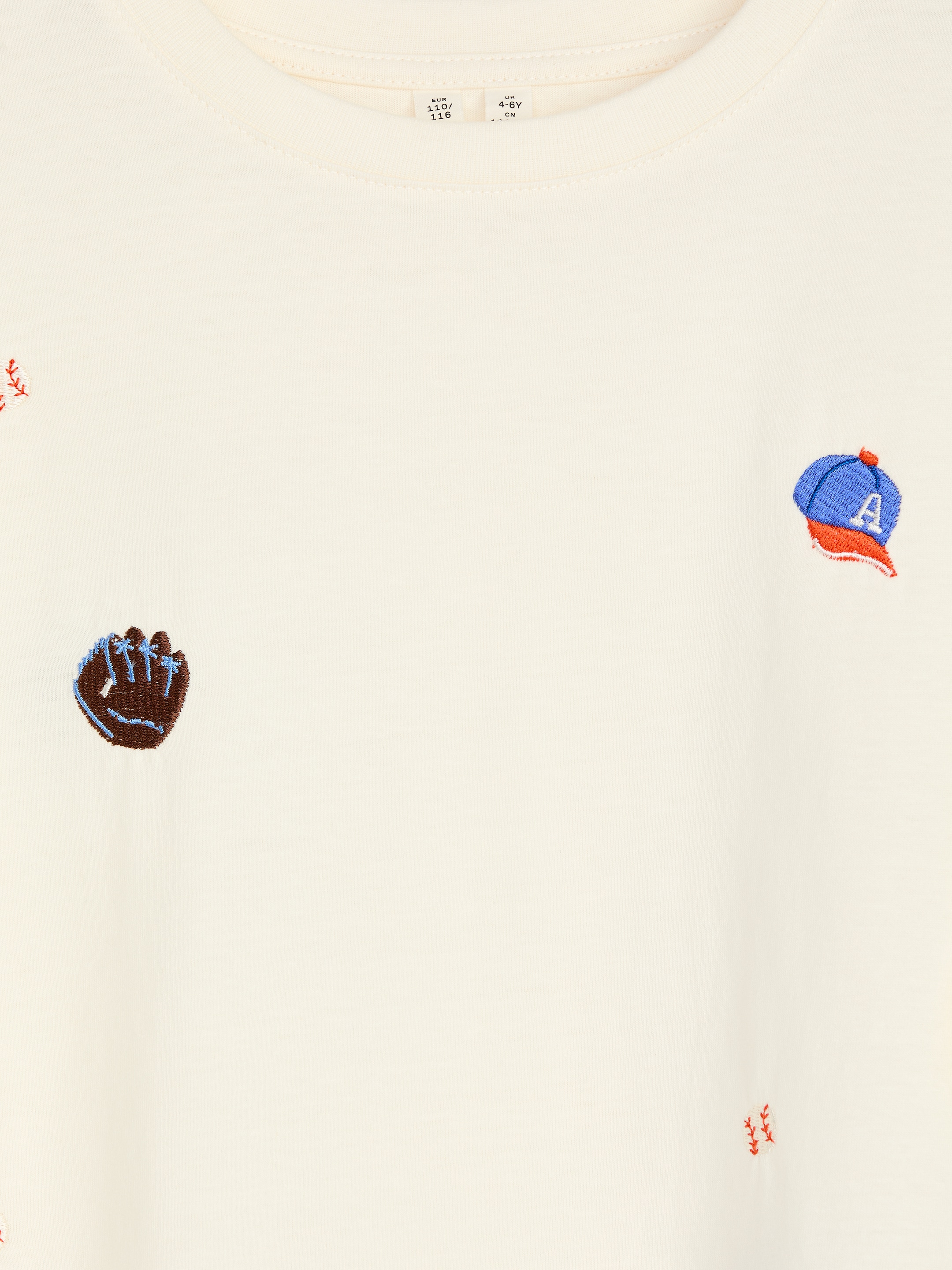 Embroidered T-Shirt - Off White/Rugby - Relaxed fit - Children - StillMedia/DescriptiveDetail - 1
