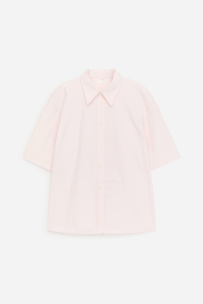 Kurzärmlige Hemdbluse - Rosa/Schwarz - 1