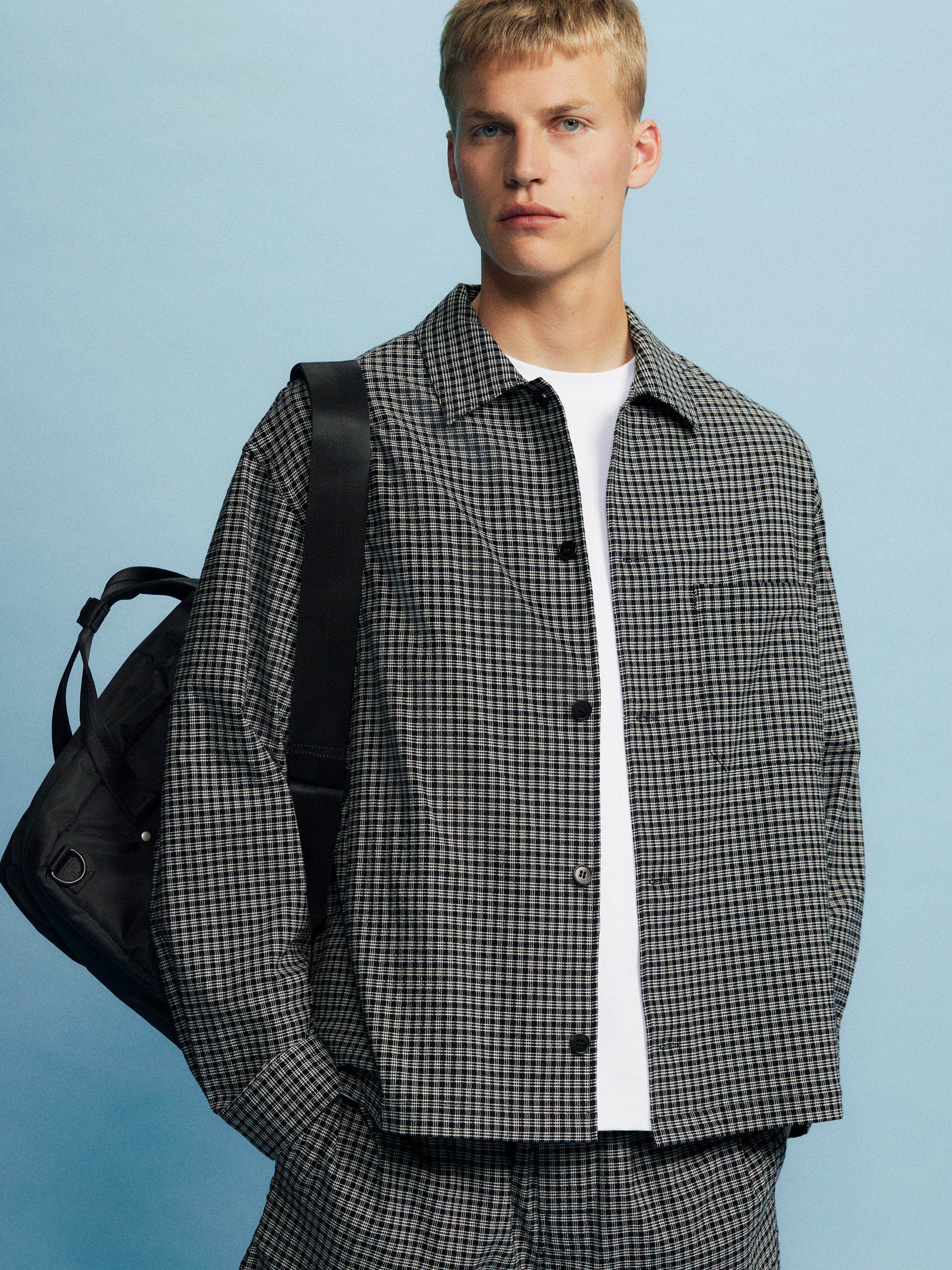 Chemise en crépon de coton - Noir/Blanc - Homme - StillMedia/Lookbook - 1