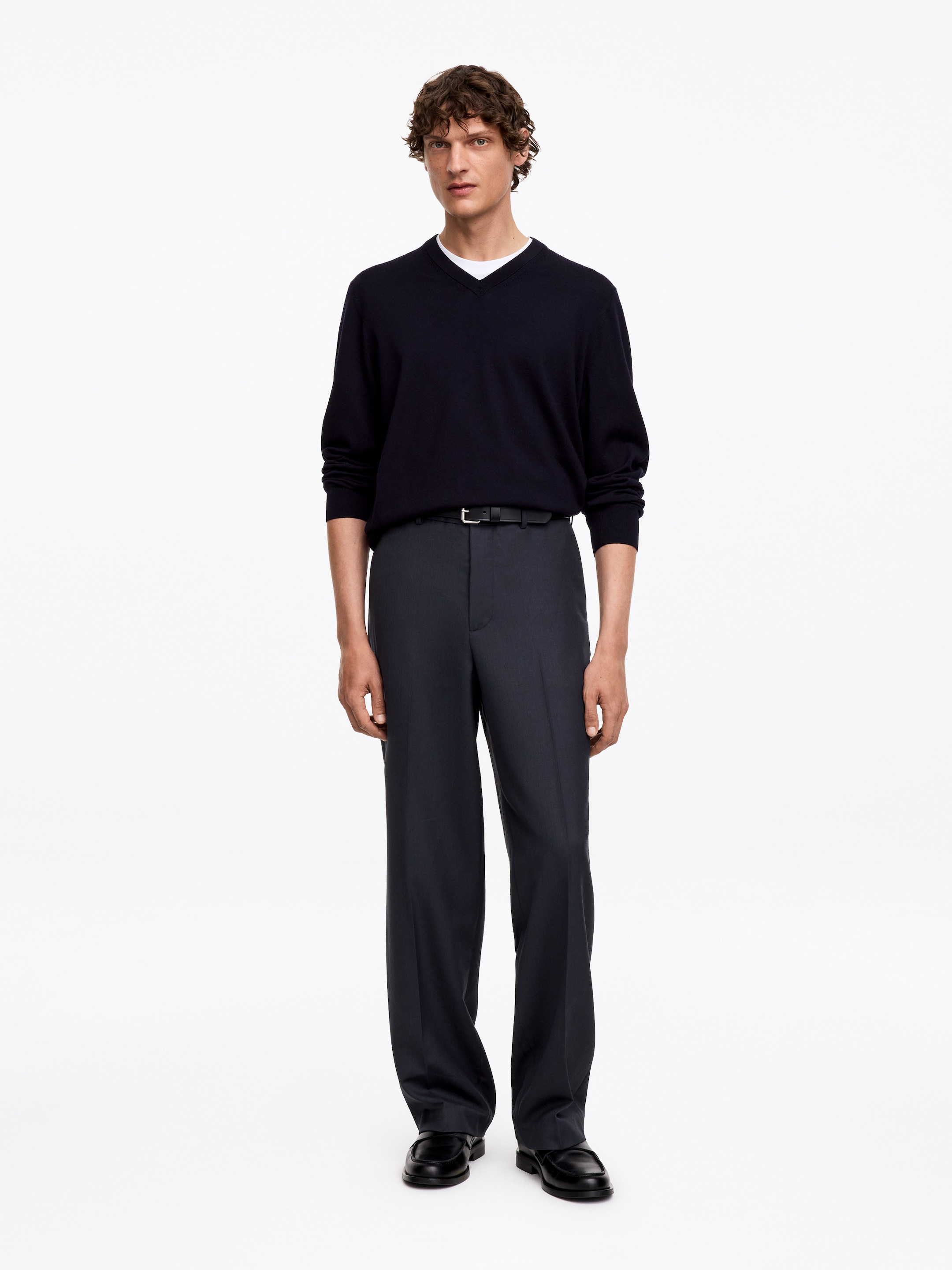 Relaxed Wool Trousers-Blue-19955