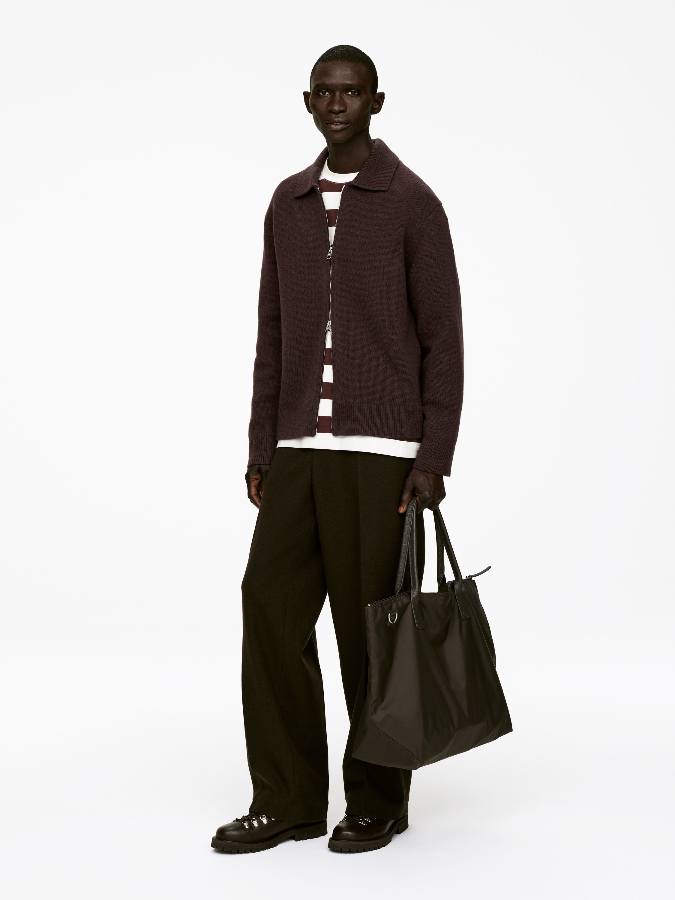 Wool Zip Cardigan - Dark Brown - Regular fit - Men - StillMedia/Lookbook - 5