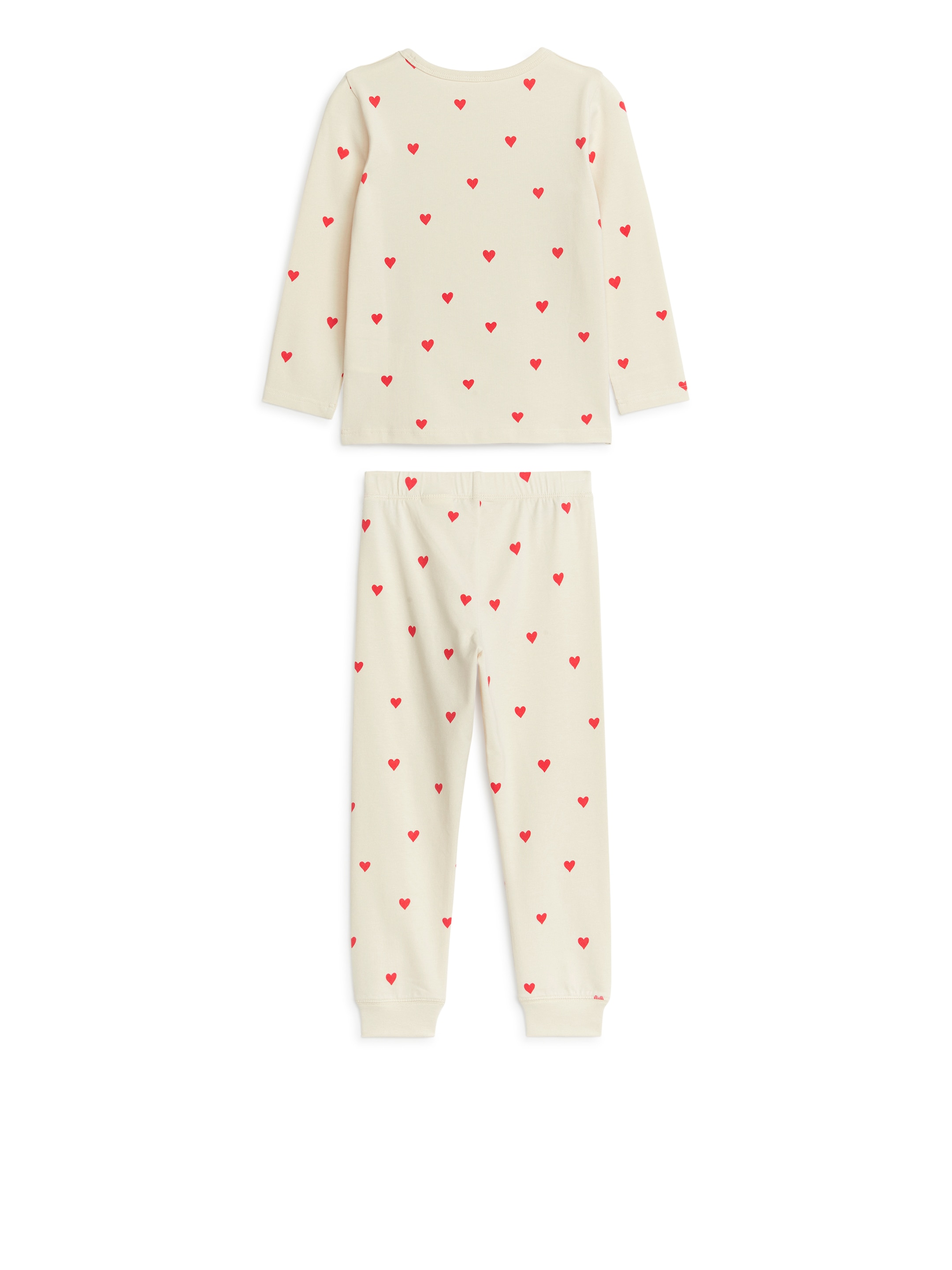 Trikåpyjamas - Beige/röda hjärtan - Regular fit - Children - StillMedia/DescriptiveStillLife - 3