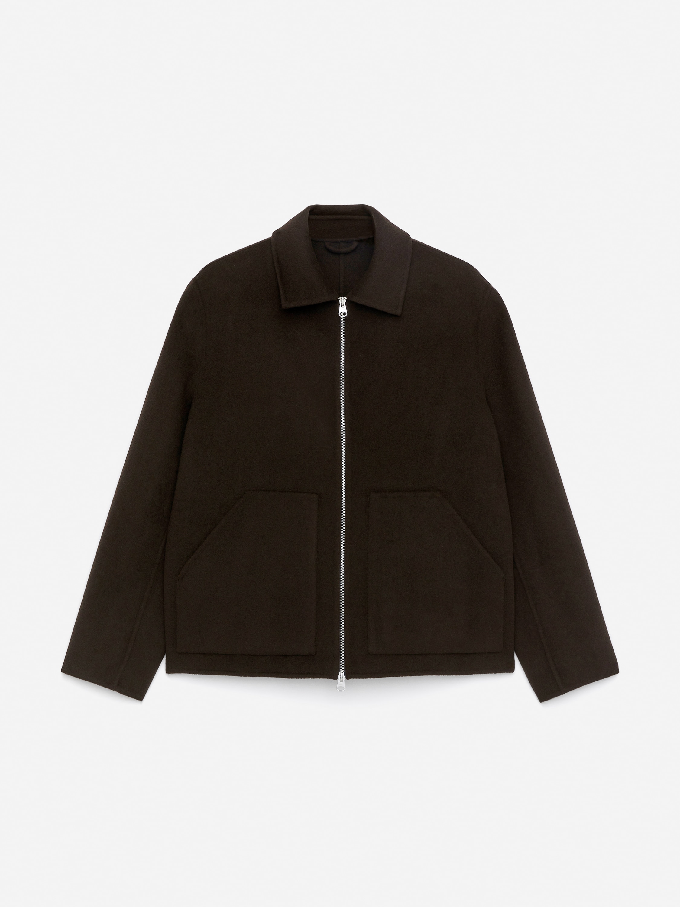 Double-Face Wool Blend Jacket - Brown/Dark Blue