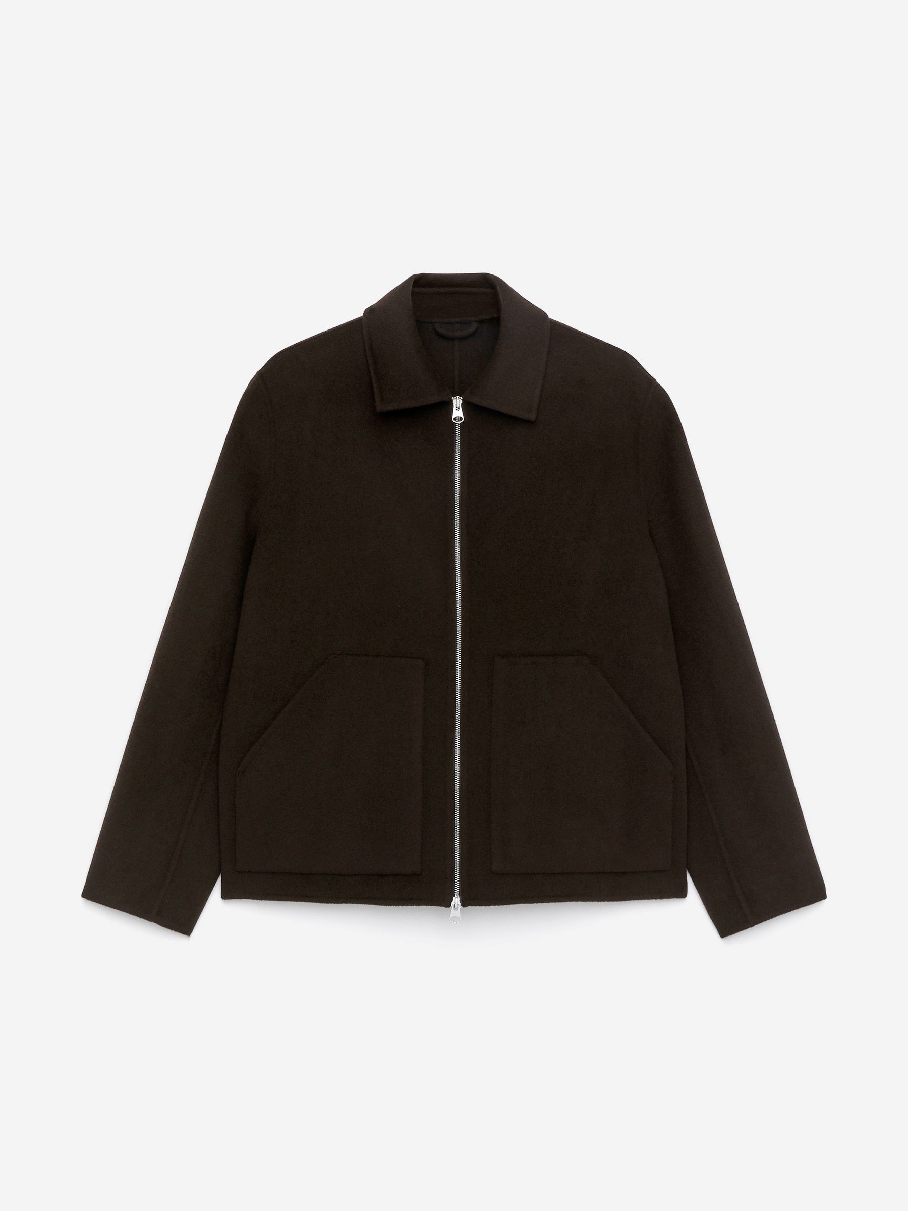 Dubbelvävd jacka i ullblandning-Brun-16303