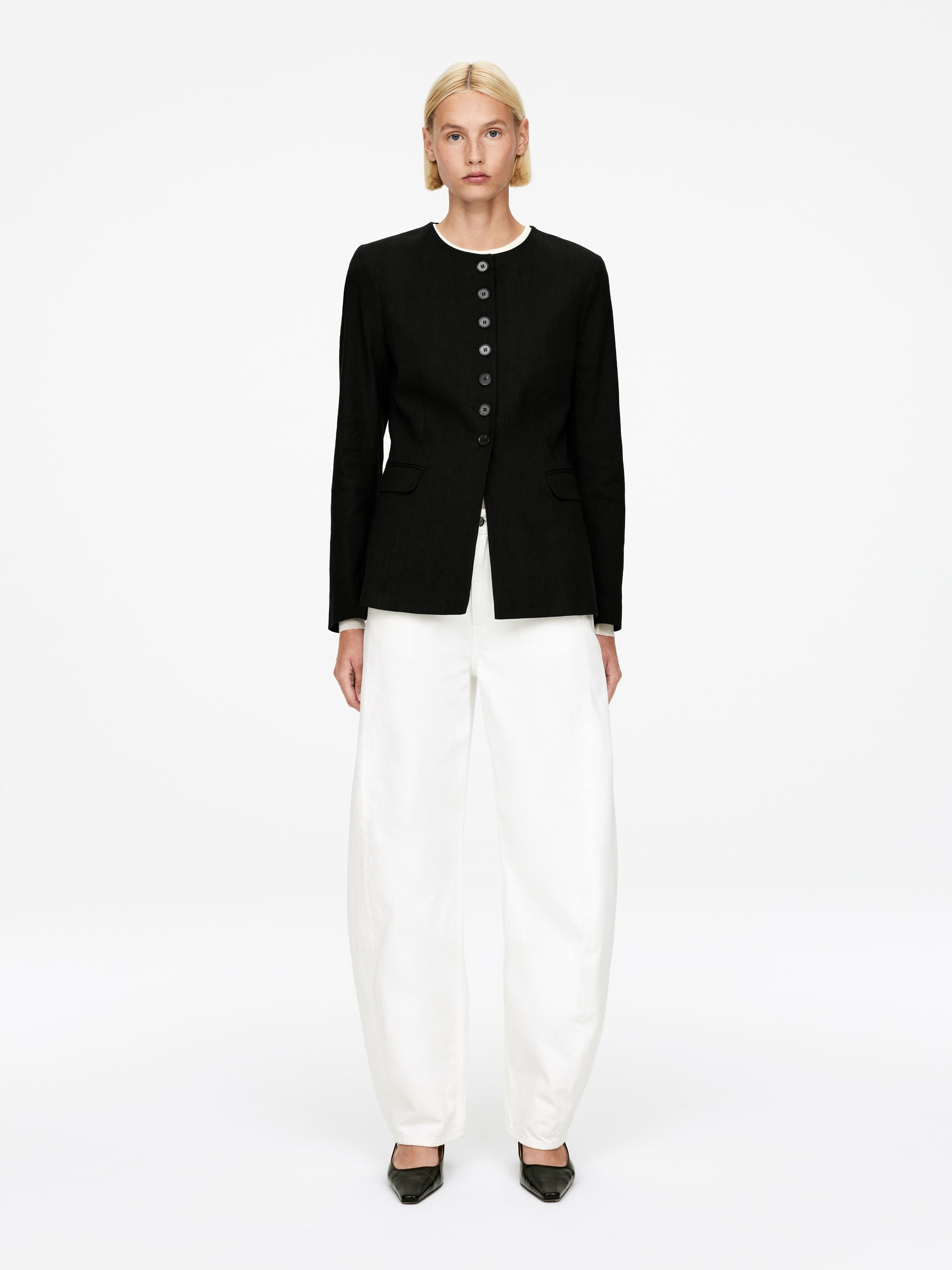 Linen-Blend Blazer-#272628-15189