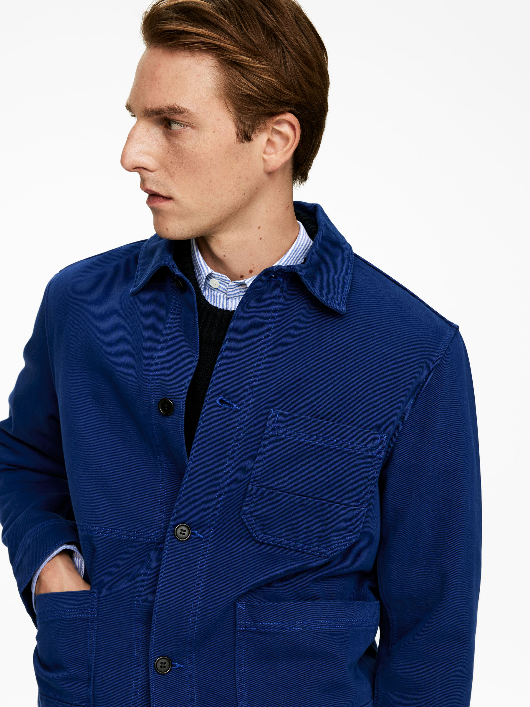 Overdyed Twill Overshirt - Klein Blue - Regular fit - Men - StillMedia/Lookbook - 4