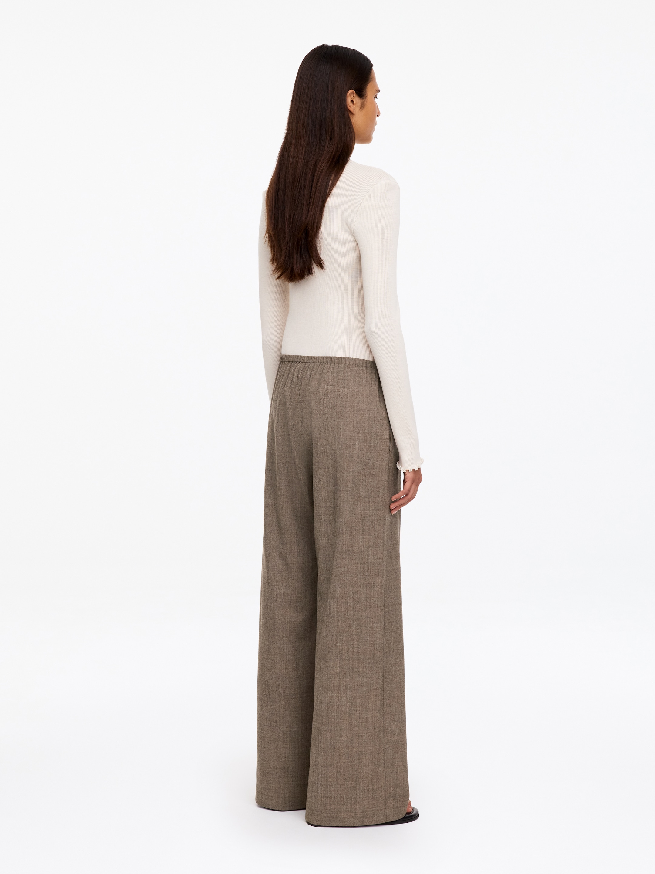 Wool-blend Flannel Trousers - Dark brown - Regular fit - women - StillMedia/Lookbook - 3