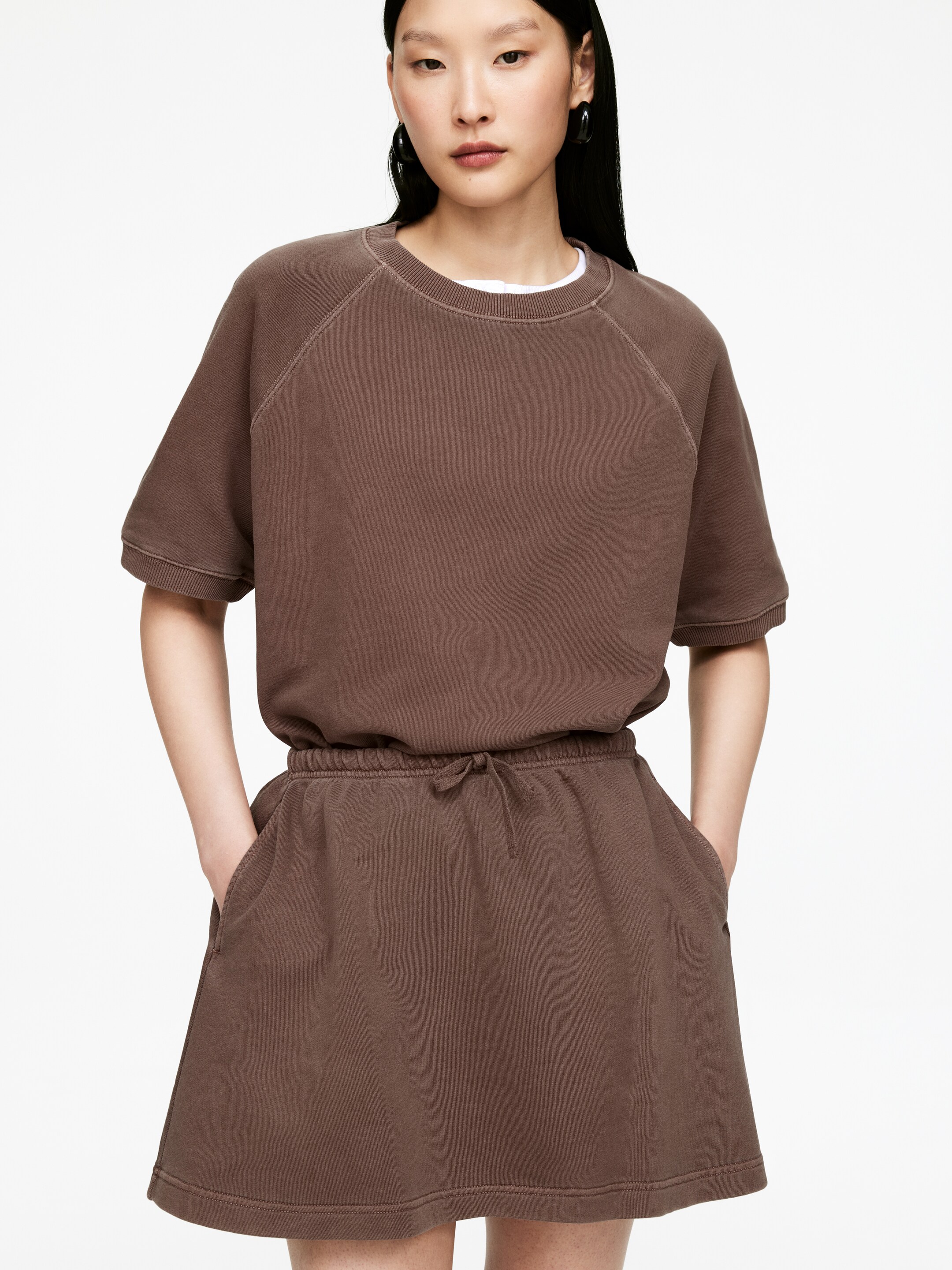 Zobrazit větší obrázek: Froté mini sukně - Hnědá - ŽENY | H&M CZ 3