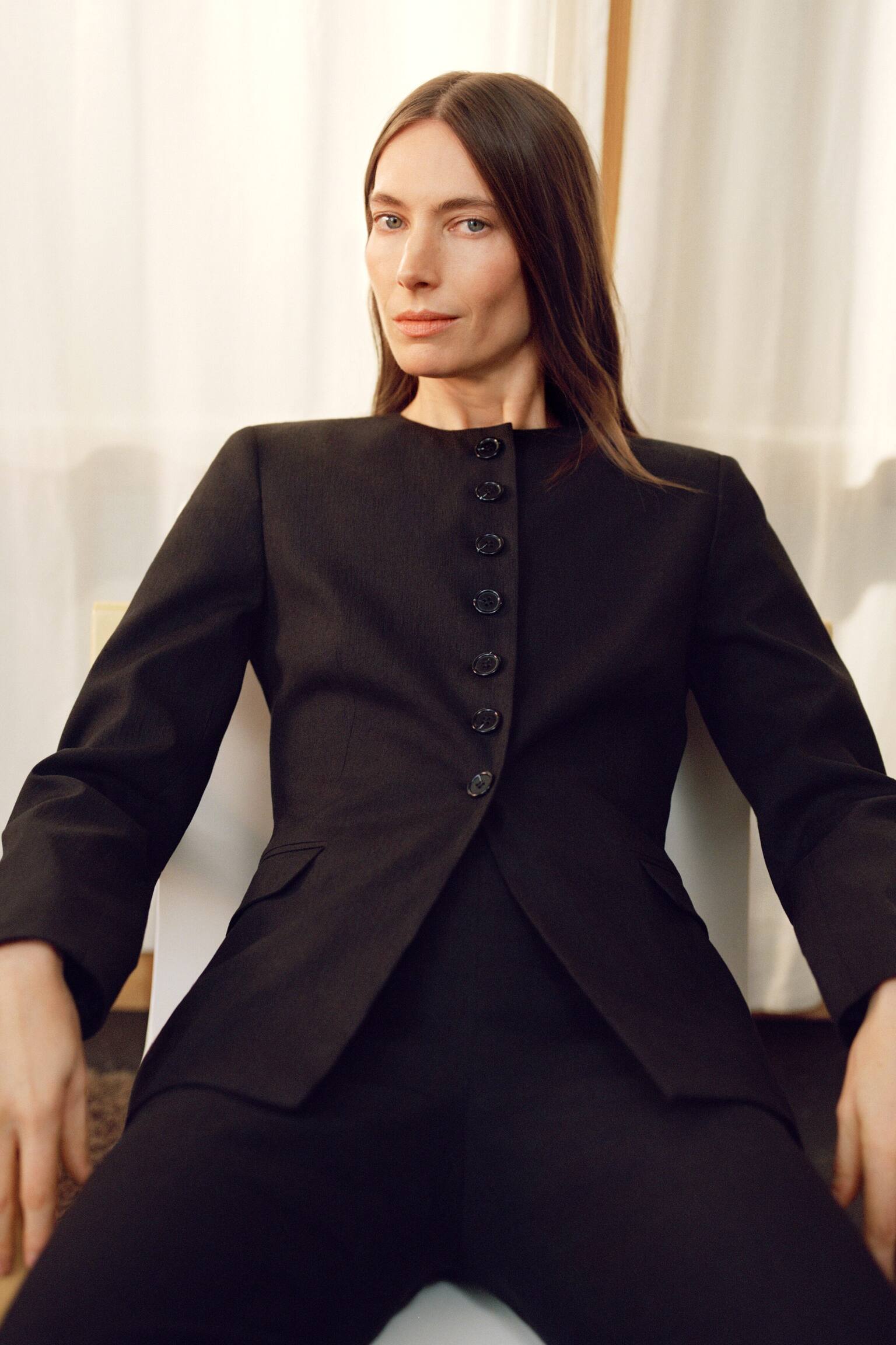 Marynarka z mieszanki z lnem - Czarny/Czarny - 9