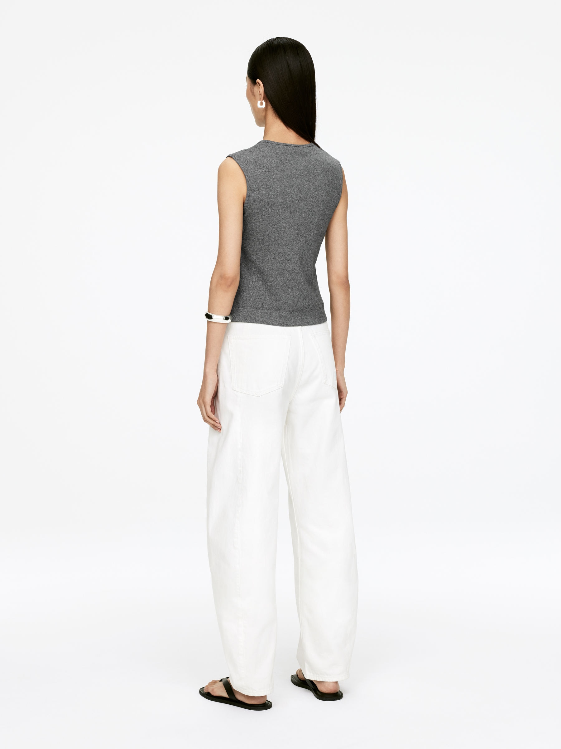 Rib Tank Top - Grey - Slim fit - Women - StillMedia/Lookbook - 3