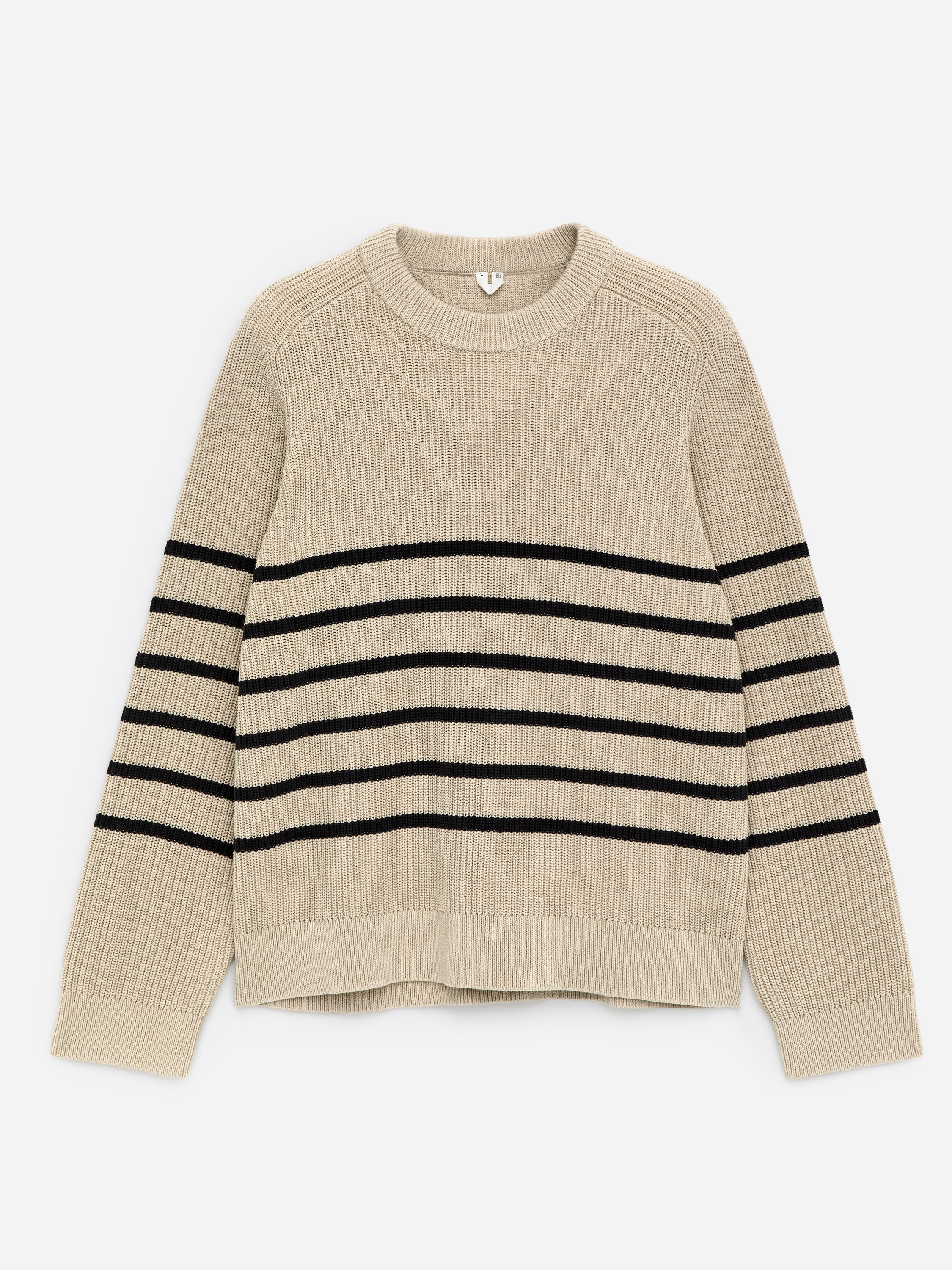 Rundhalspullover aus Baumwolle - Beige/Dunkelblau