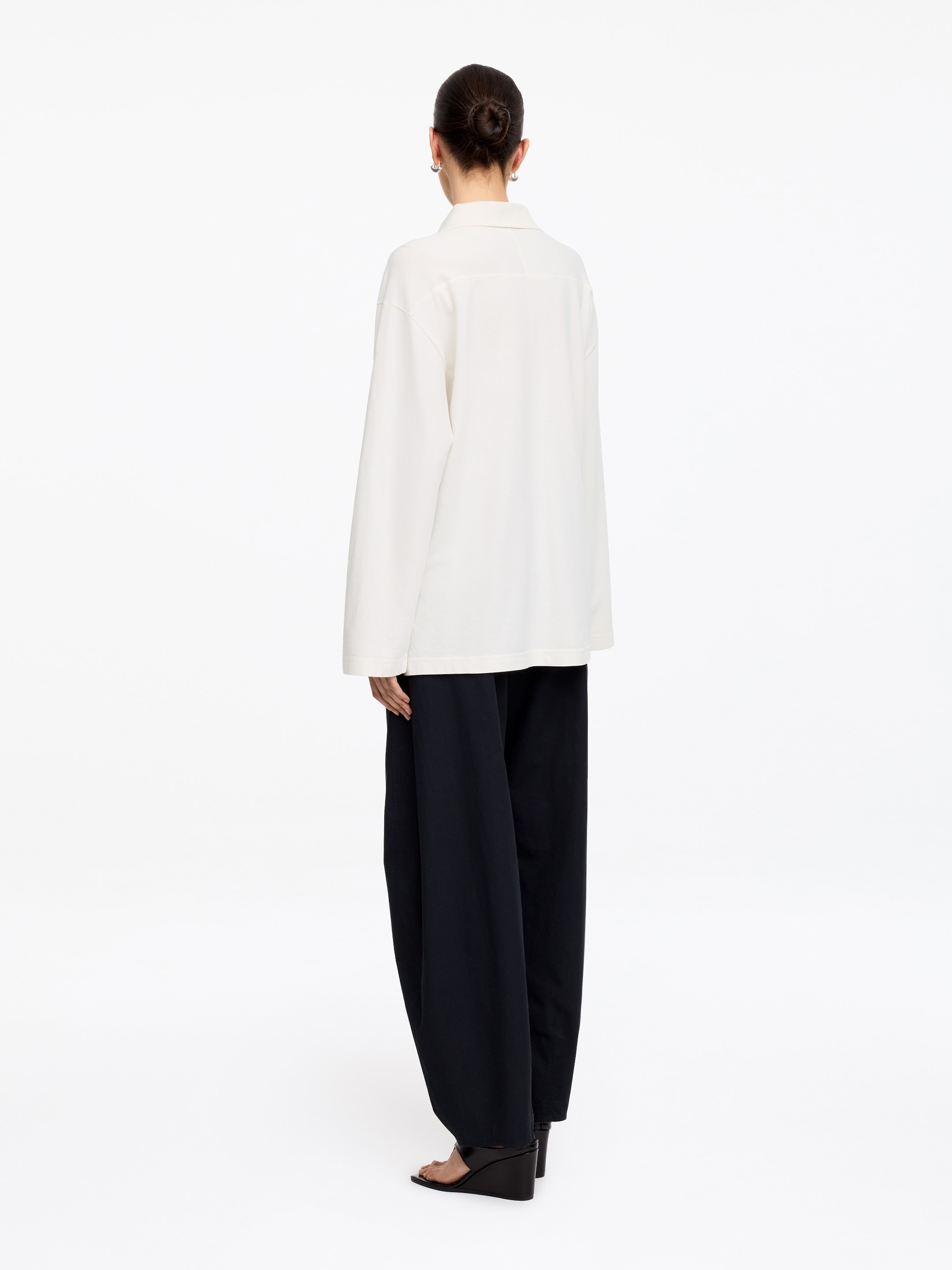 Pique Polo Shirt - Off White - Regular fit - Women - StillMedia/Lookbook - 2