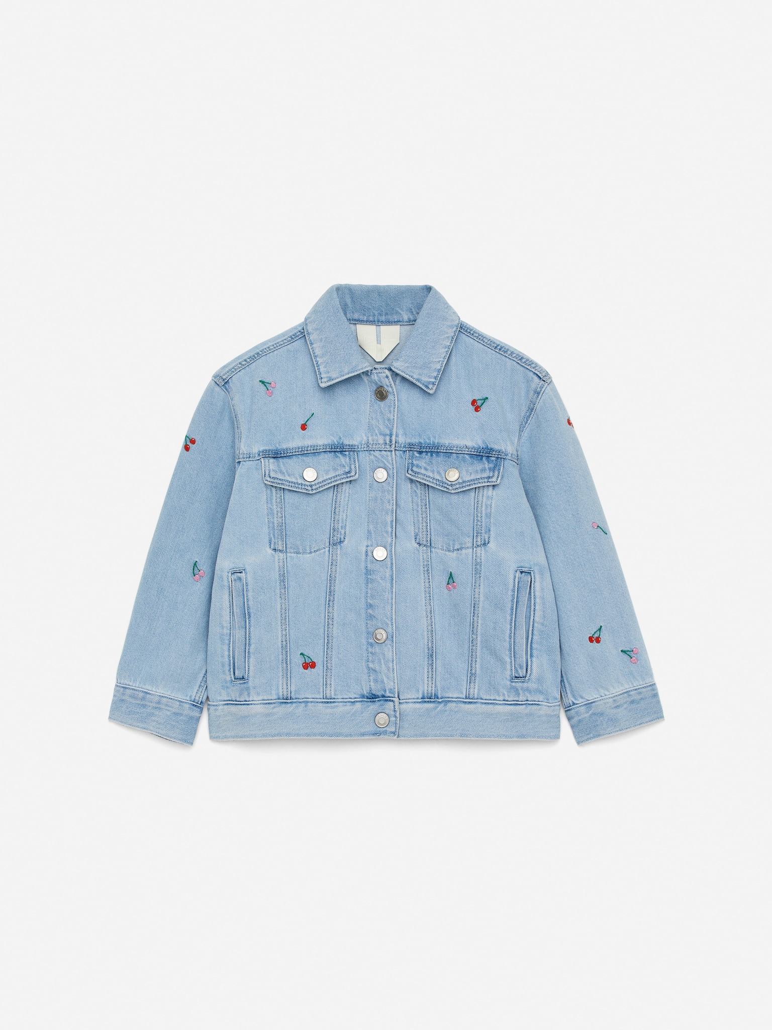 Veste en jean brodée - Bleu ciel