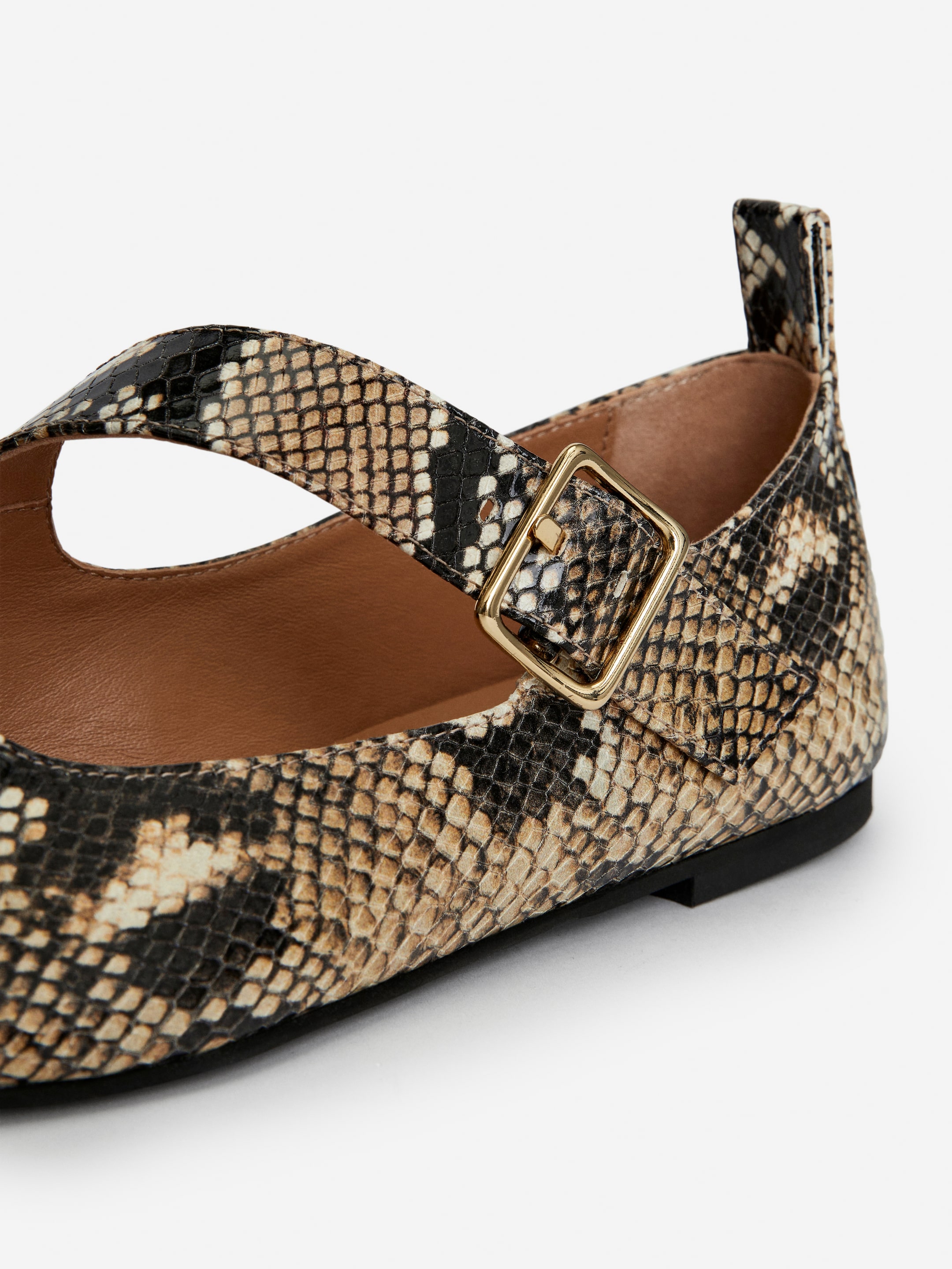 Leather Mary Jane Flats - Multi Colour/Faux Snake - Women - StillMedia/DescriptiveDetail - 5