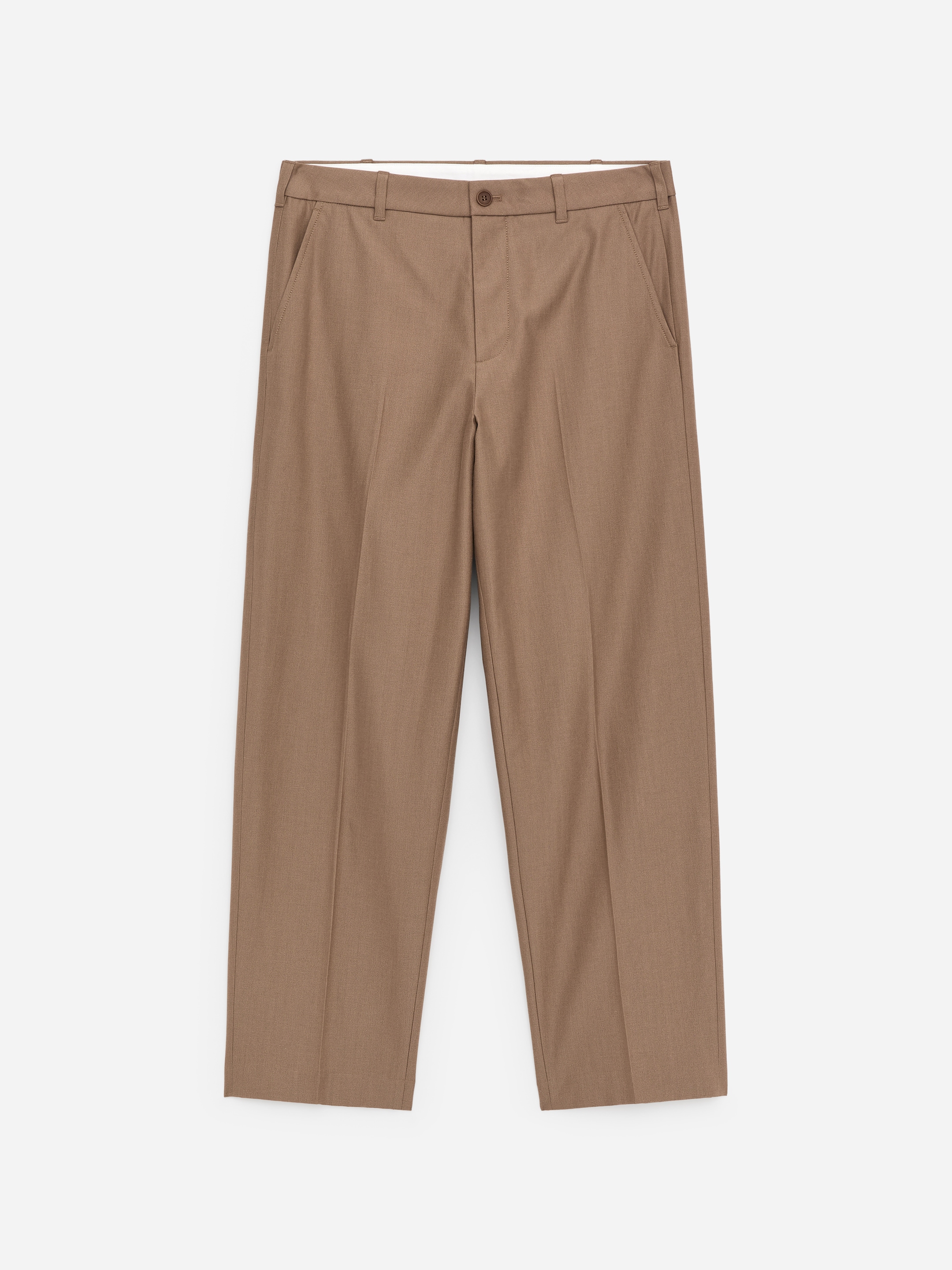 Wool Blend Trousers-#6D4331-18157