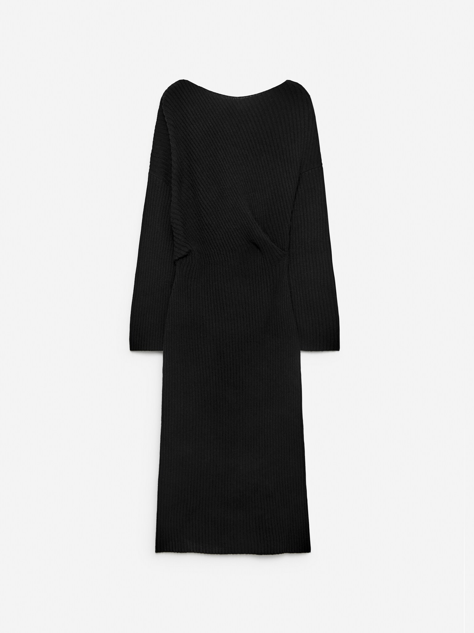 Robe en laine drapée - Noir - 1