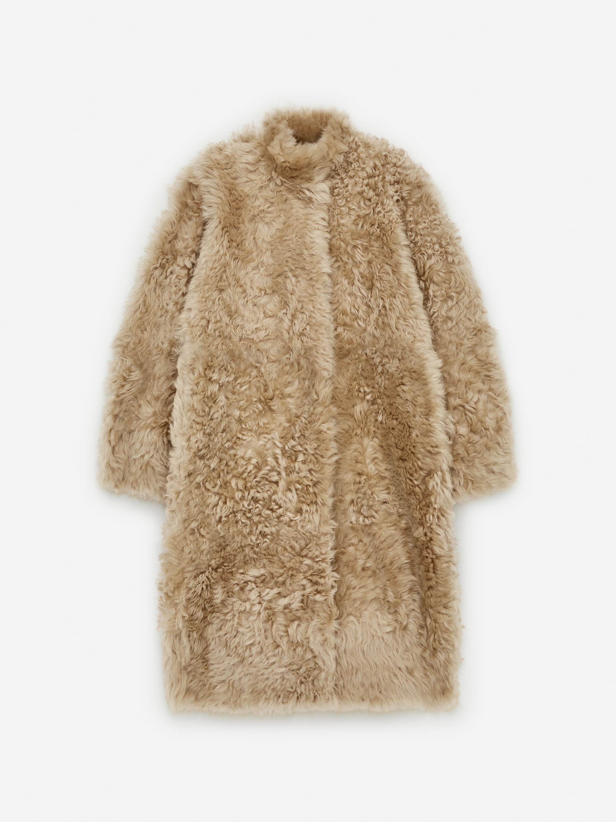 Manteau en peau lainée-#C9B794-13879