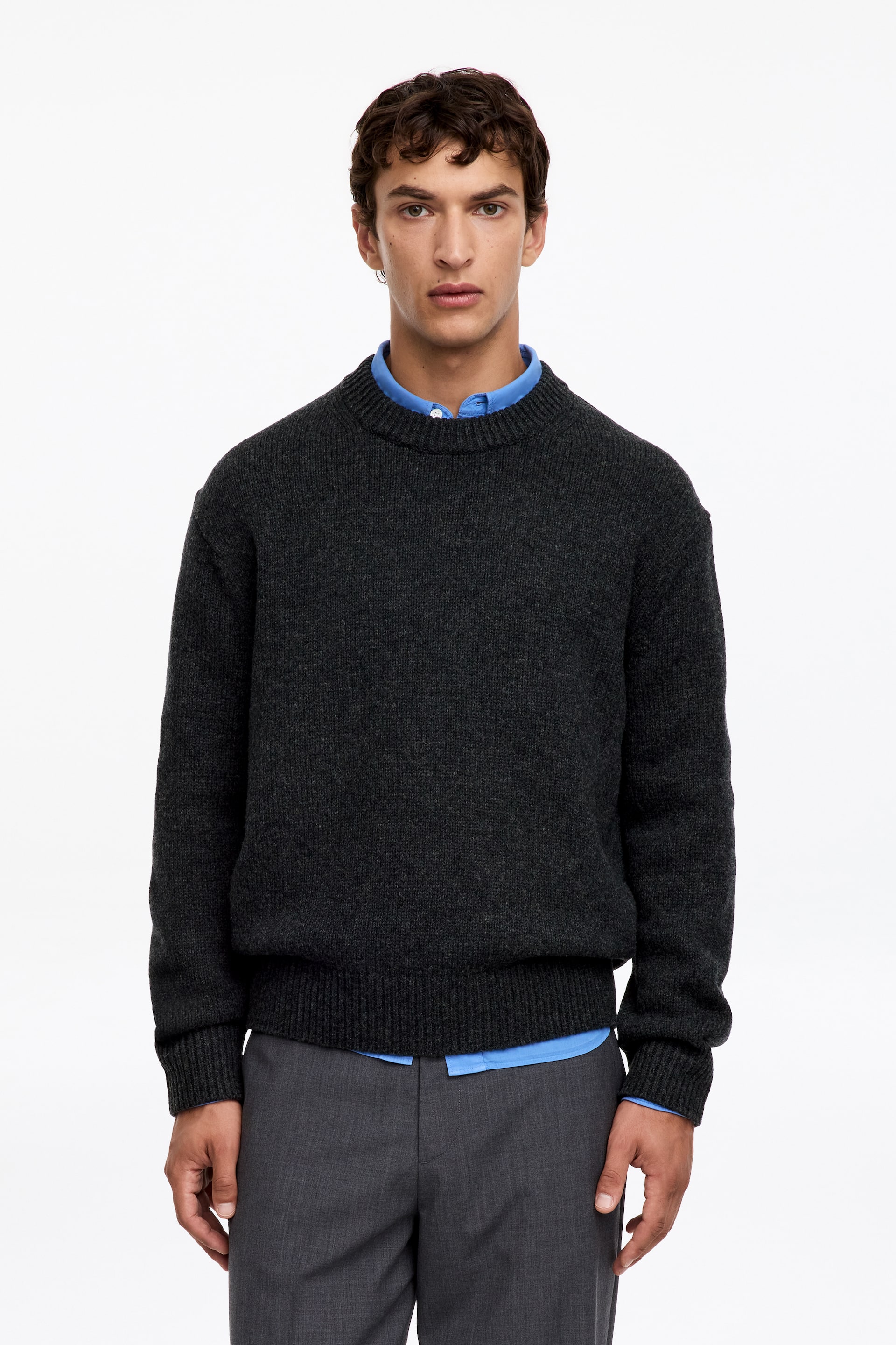 Größeres Bild ansehen: Pullover aus schwerem Wollstrick - Anthrazitgrau meliert - Men | H&M DE 1