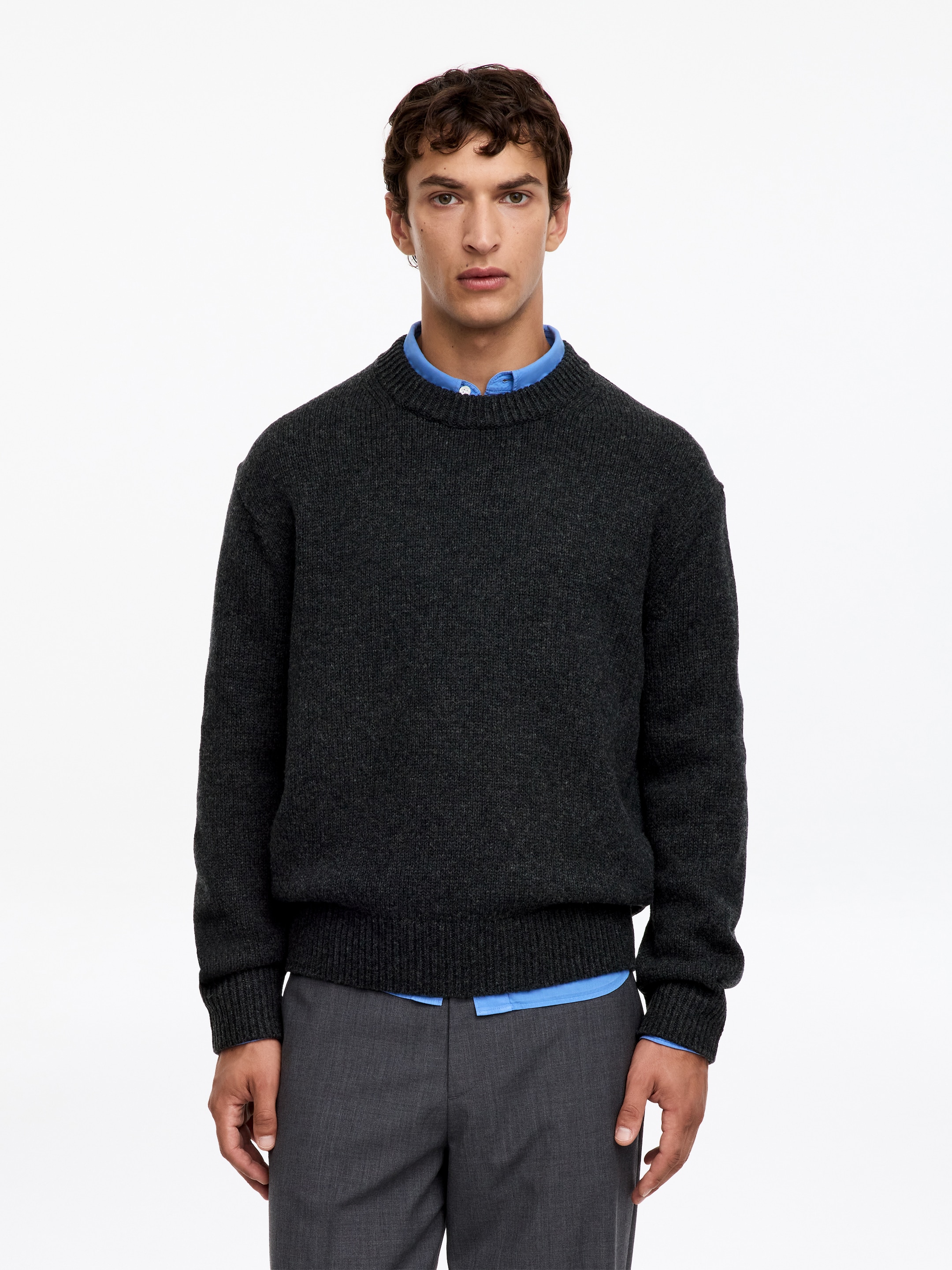 Jersey de lana de punto grueso - Carbón jaspeado - Corte relajado - Men - StillMedia/Lookbook - 8