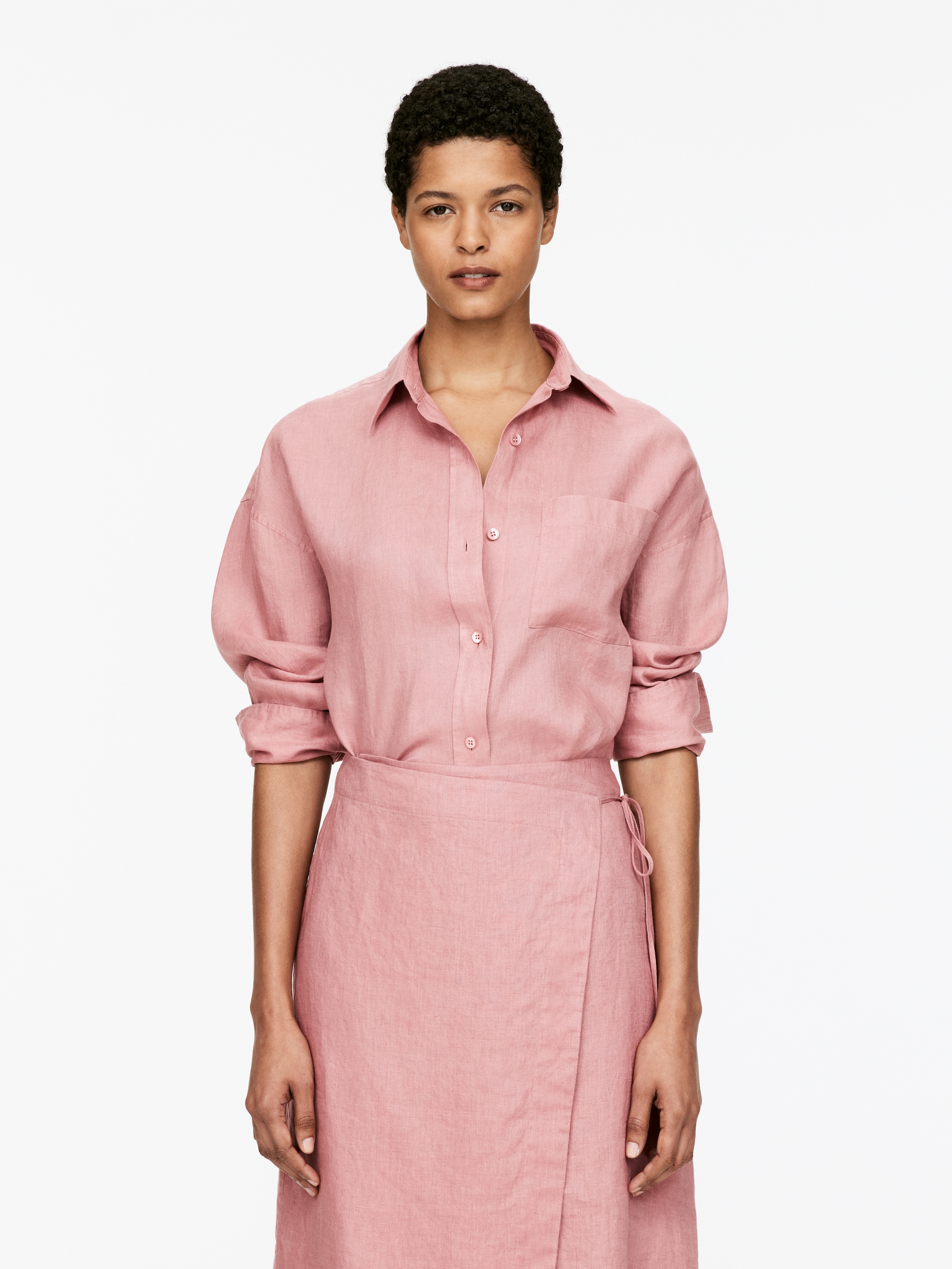 Größeres Bild anzeigen: Leinenhemd - Altrosa - Ladies | H&M AT 1