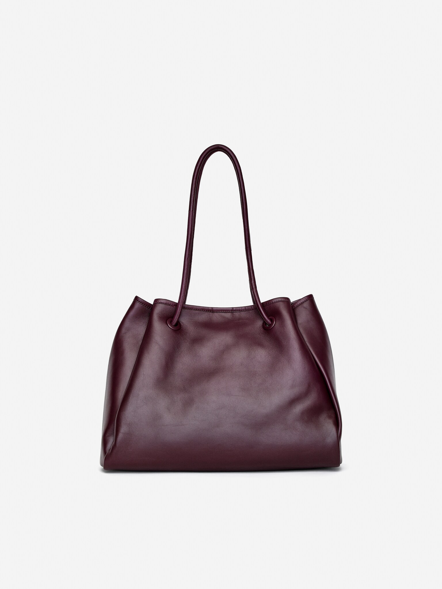 Leather Tote Bag - Burgundy - 2