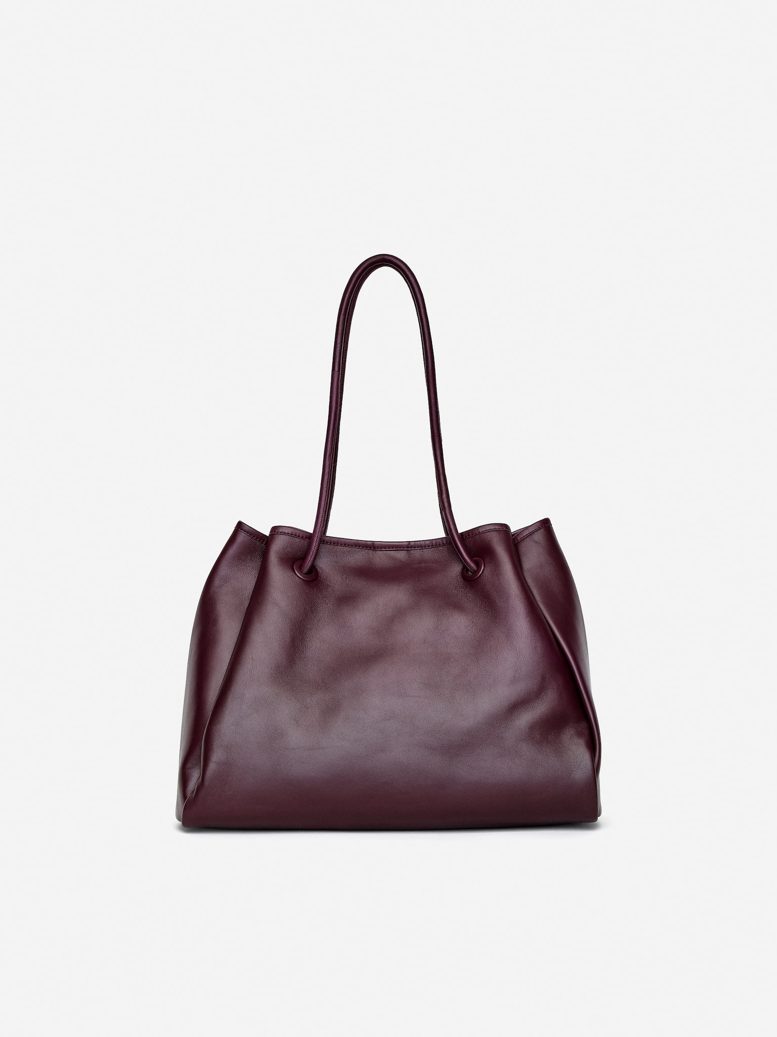 Leather Tote Bag - Burgundy - 2