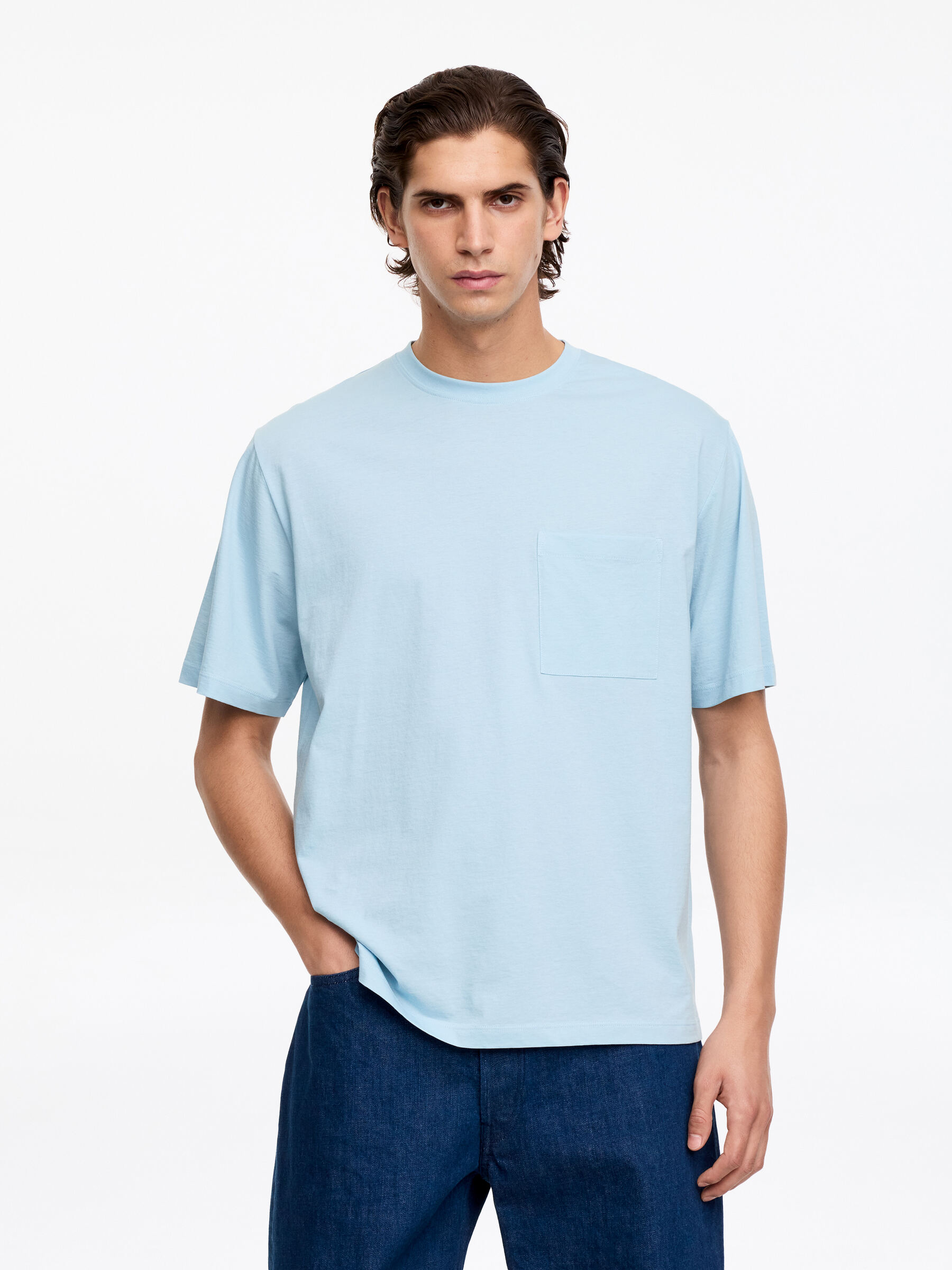 T-shirt i bomull-#98ABBC-19348